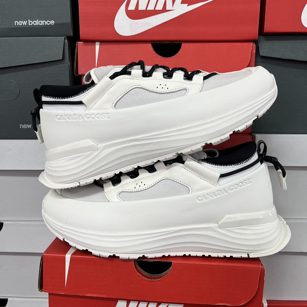 OK版Canada Goose Glacier Trail 加拿大鹅 明星同款 圆头系带皮革低帮生活休闲