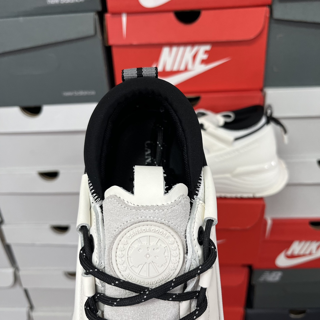 OK版Canada Goose Glacier Trail 加拿大鹅 明星同款 圆头系带皮革低帮生活休闲