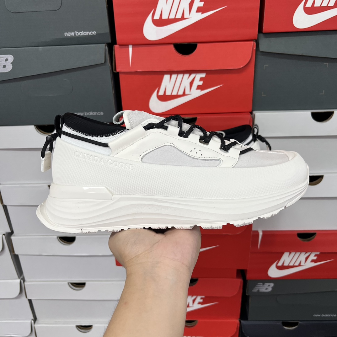 OK版Canada Goose Glacier Trail 加拿大鹅 明星同款 圆头系带皮革低帮生活休闲