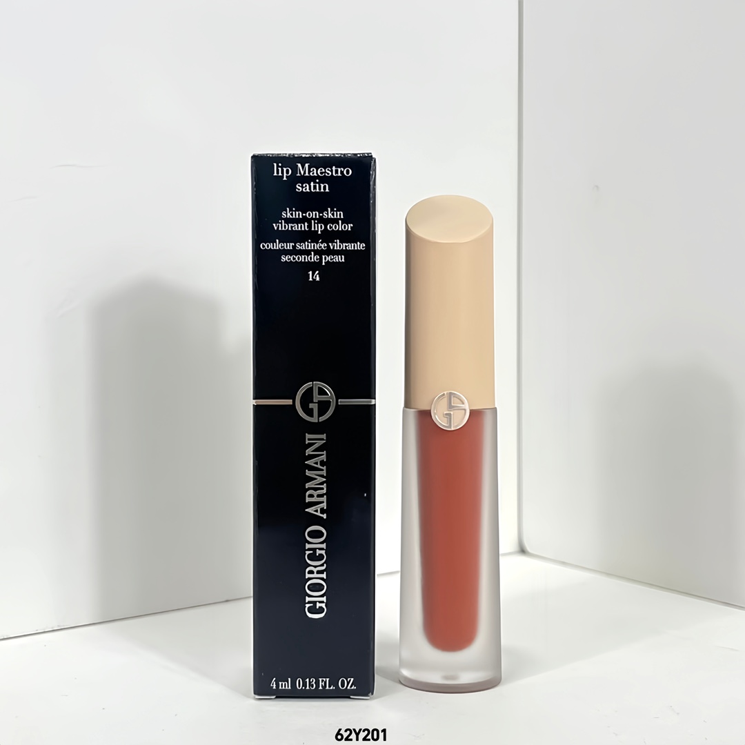 22! Lápiz labial líquido Armani de tapa rosa 4ml🔜6 colores en stock: 02-04-14-15-16-.17 Etiqueta inferior doble sincro…