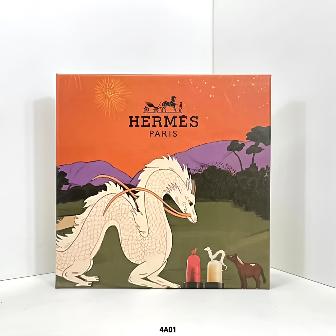 90包💪 ( 爱马仕龙马精神口红小样五件套 ) 4A01编码!配礼袋✔1.5g*5 缎光21# 75# 粉红瑰丽49# 无色润唇膏# 限量款哑光75#(备注:2024年龙年最新色号)