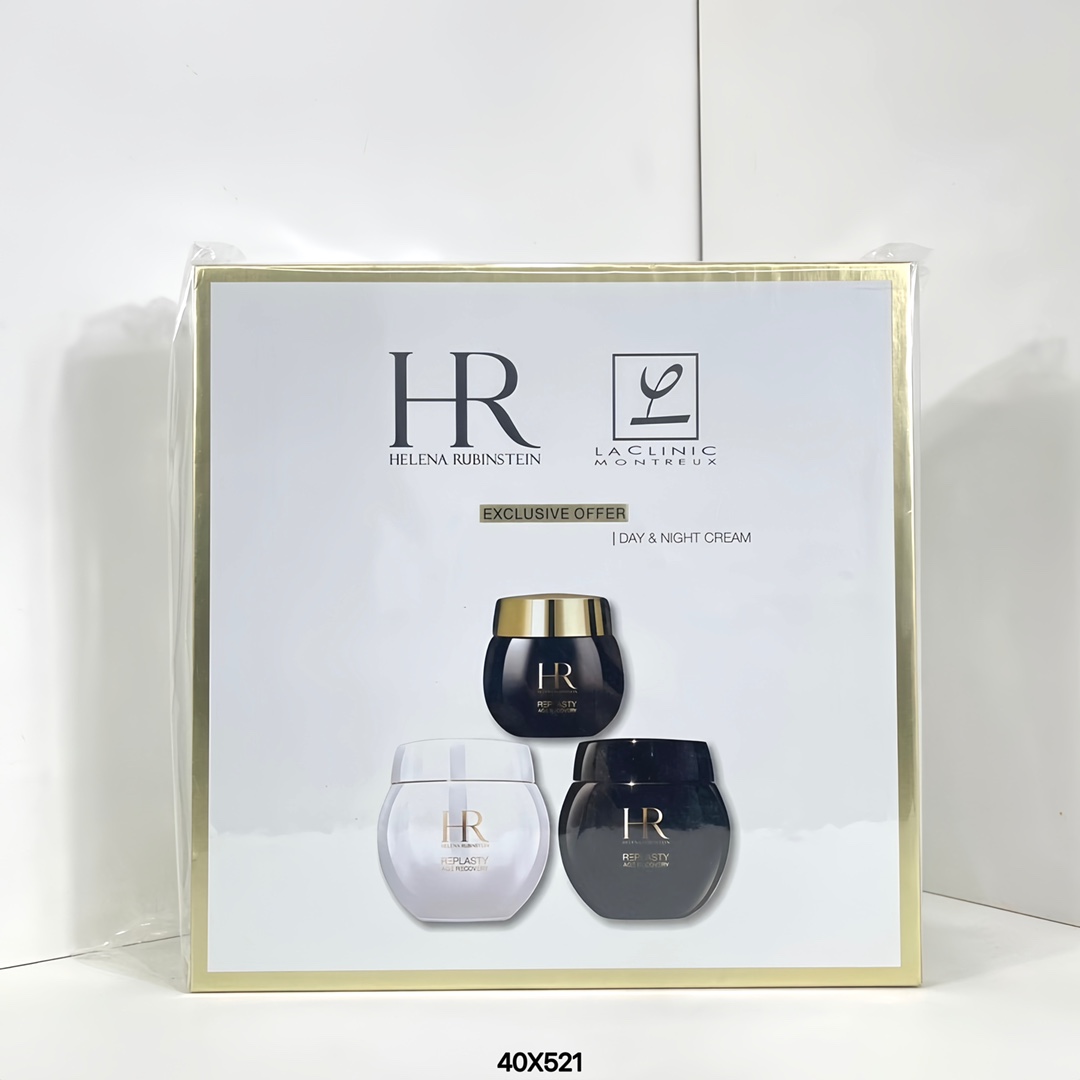 80! ¡Precio ajustado! HR Helena Rubinstein Set de Crema y Contorno de Ojos Negro y Blanco / Caja de madera🔜 ¡Código 40…