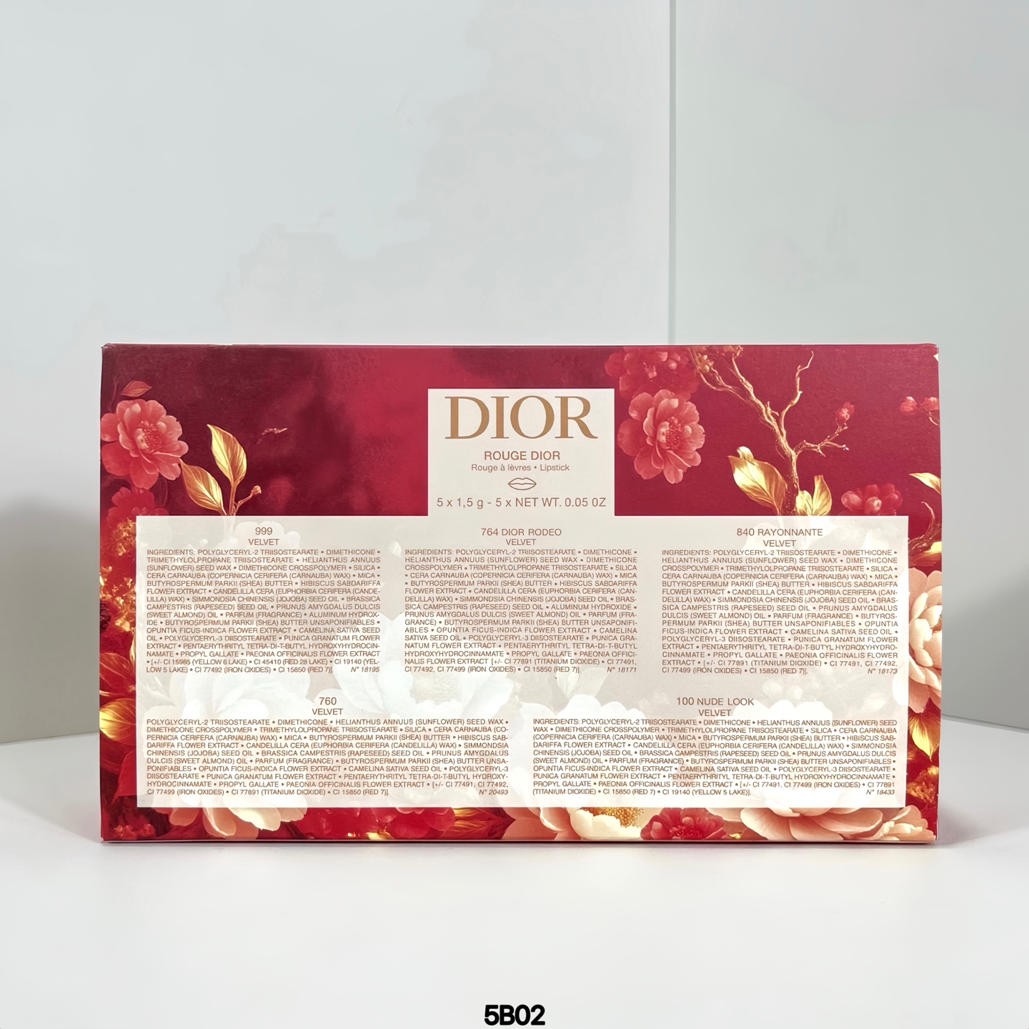 90💰
迪奥红蛇蓝金口红小样五件套！内含：1.5g*5。色号：新丝绒999-新丝绒100-新丝绒840-新丝绒764-新丝绒760。