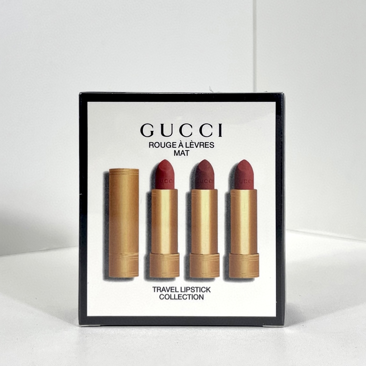 Set de labios mate Gucci Gold 3 piezas! Incluye: 3.5g*3. Tonos: 208#, 308#, 505#.