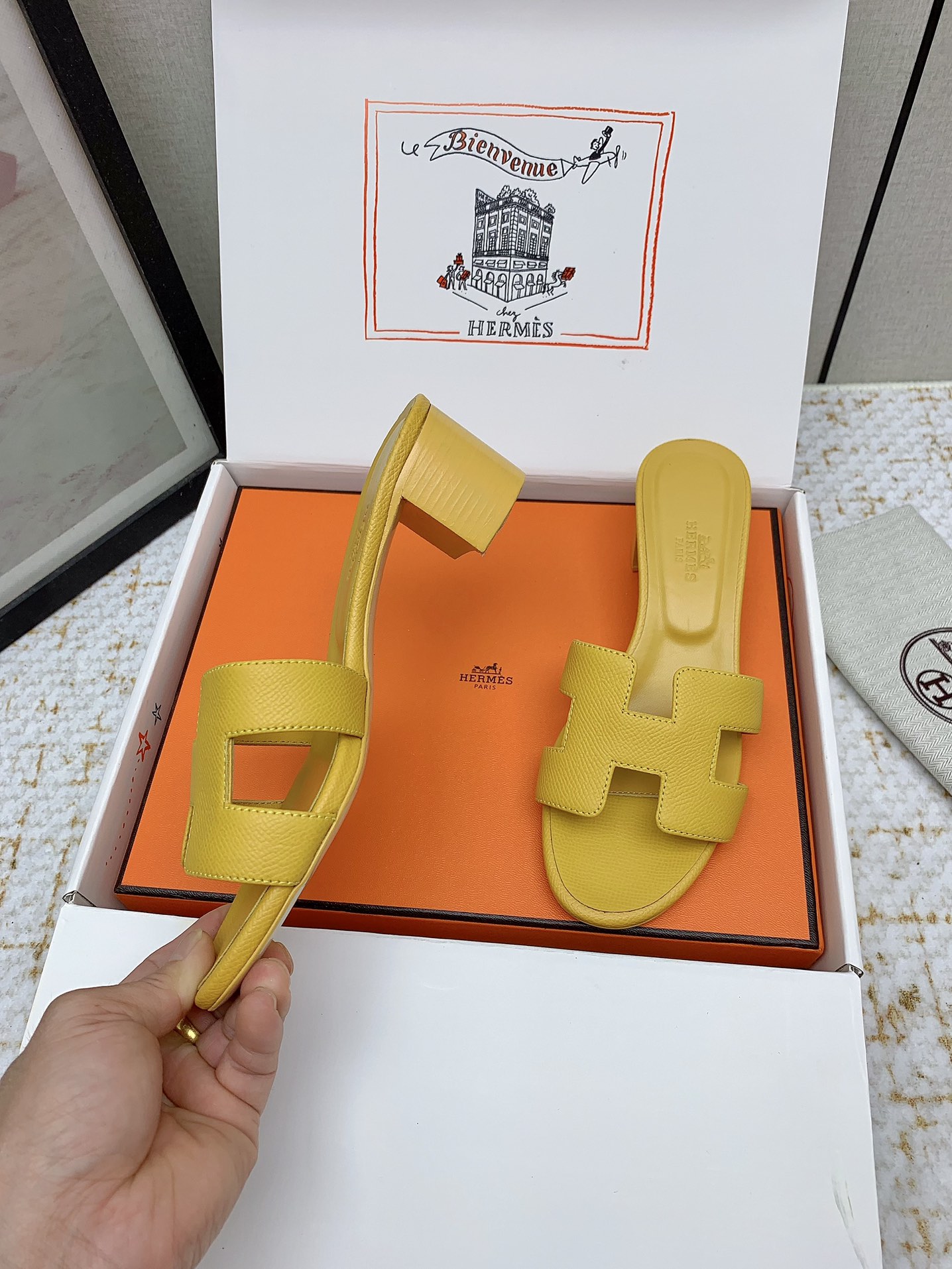 Hermes Oasis H-Logo Leather Heeled Sandals Slides - Iconic Style & Comfort 4 i1750230923 3704 2