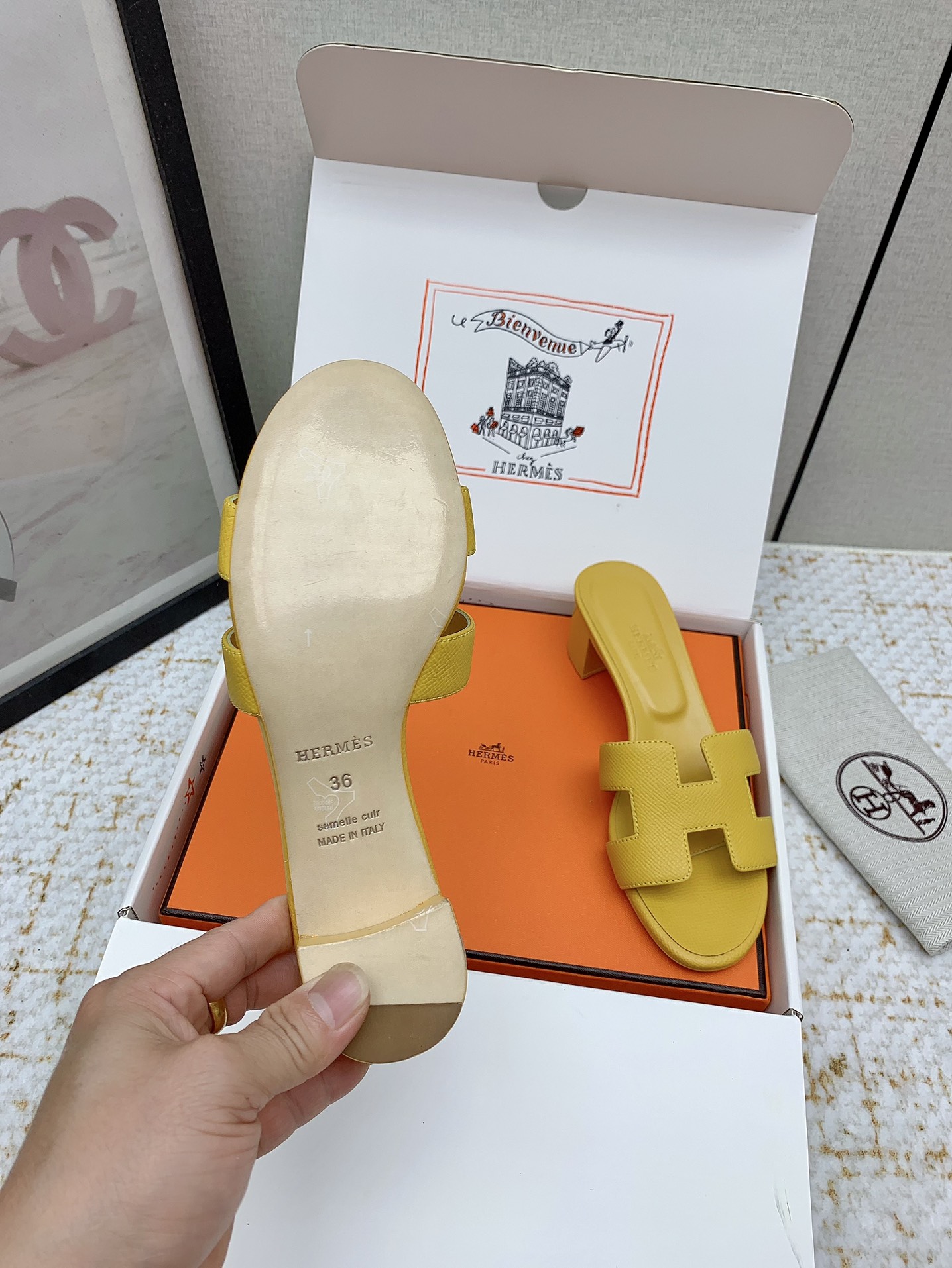Hermes Oasis H-Logo Leather Heeled Sandals Slides - Iconic Style & Comfort 7 i1750230923 5295 5