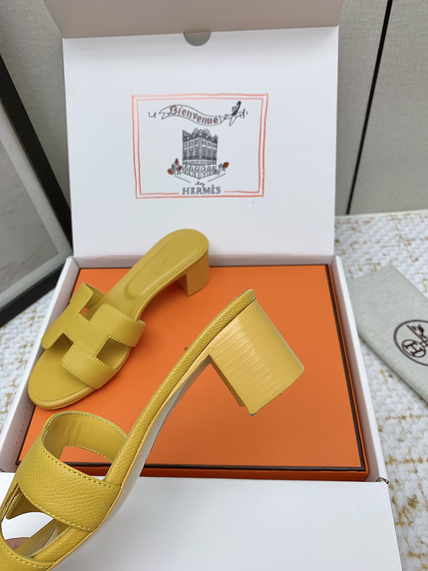 Hermes Oasis H-Logo Leather Heeled Sandals Slides - Iconic Style & Comfort 8 i1750230923 9898 1