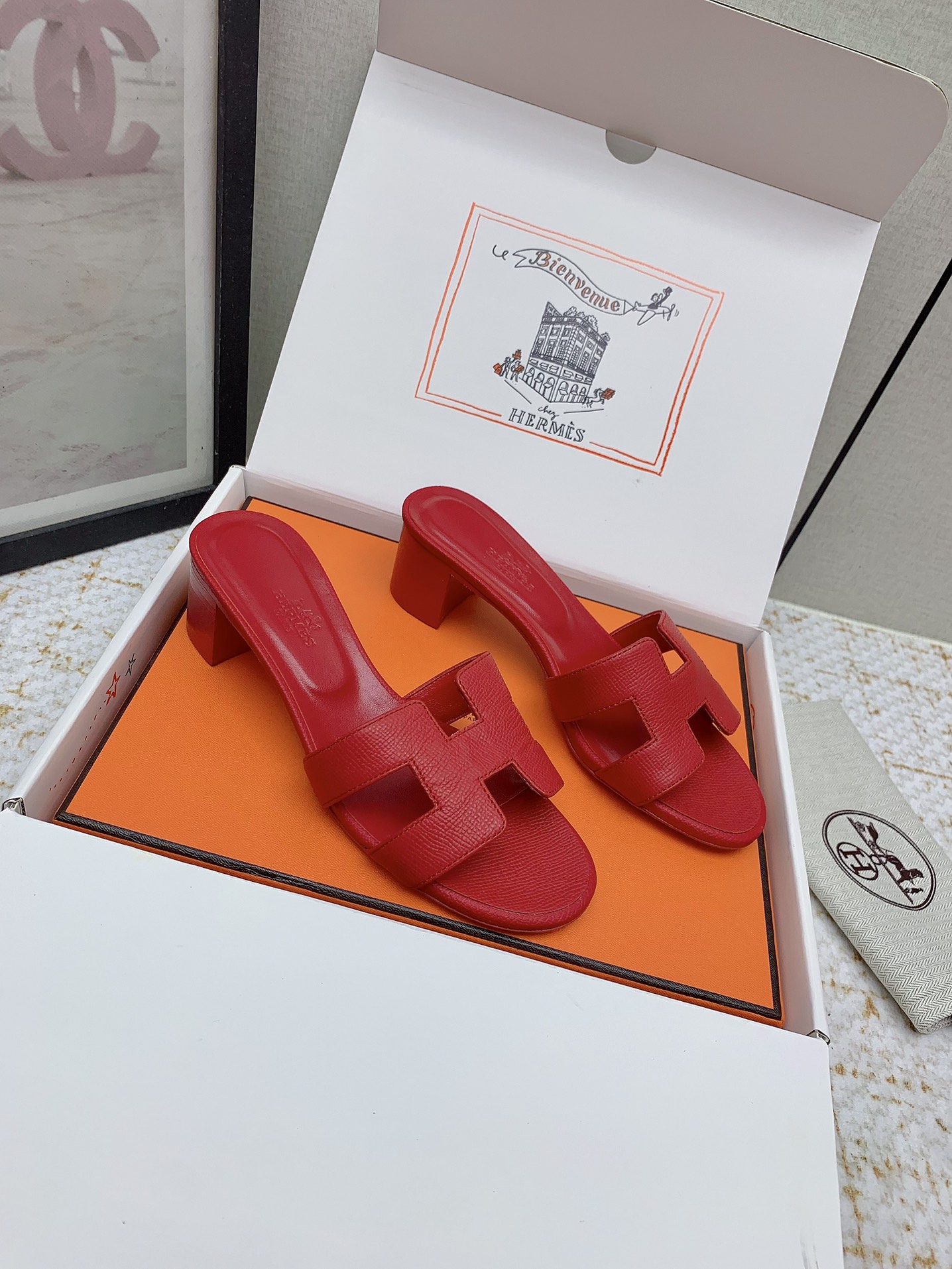 Hermes Oasis Red Leather Heeled Sandals Stylish Women's Summer Shoes 2 i1750230950 5802 3
