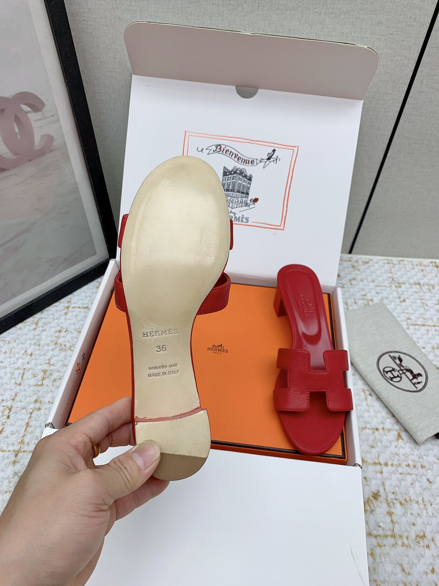 Hermes Oasis Red Leather Heeled Sandals Stylish Women's Summer Shoes 8 i1750230950 8481 5