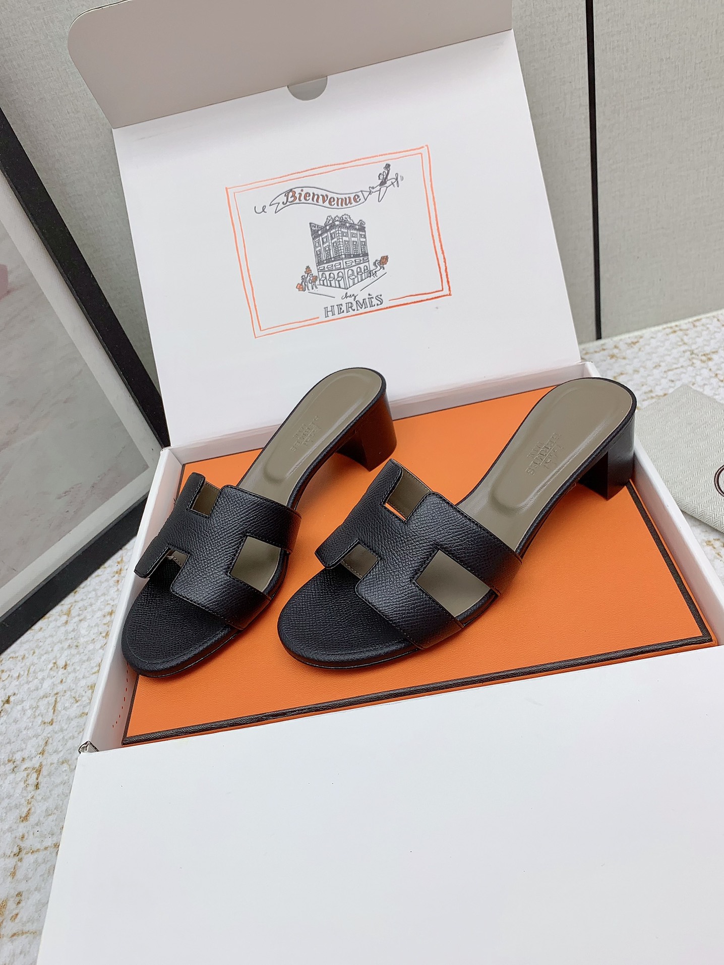 Hermes Oasis H-Cut Leather Heeled Sandals - Chic & Comfortable Slides 4 i1750231070 1879 2