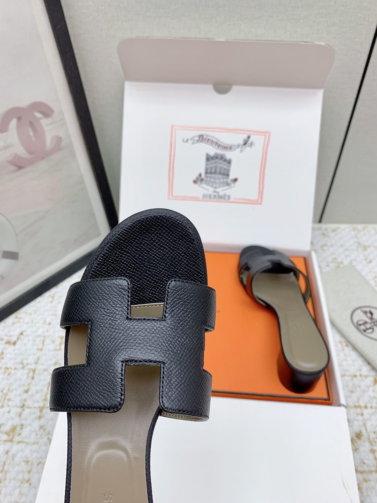 Hermes Oasis H-Cut Leather Heeled Sandals - Chic & Comfortable Slides 10 i1750231070 4949 3