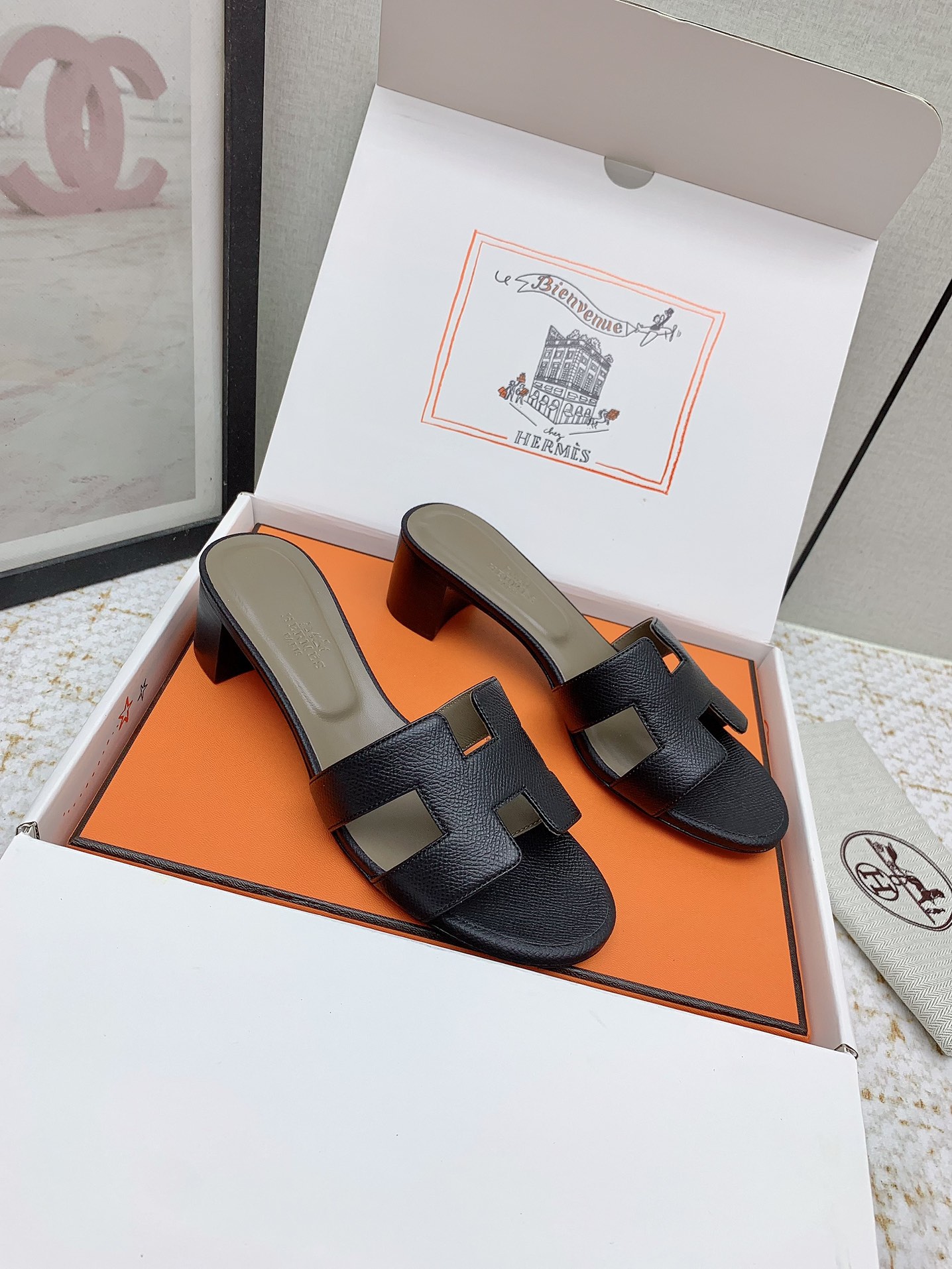 Hermes Oasis H-Cut Leather Heeled Sandals - Chic & Comfortable Slides 2 i1750231070 6983 1
