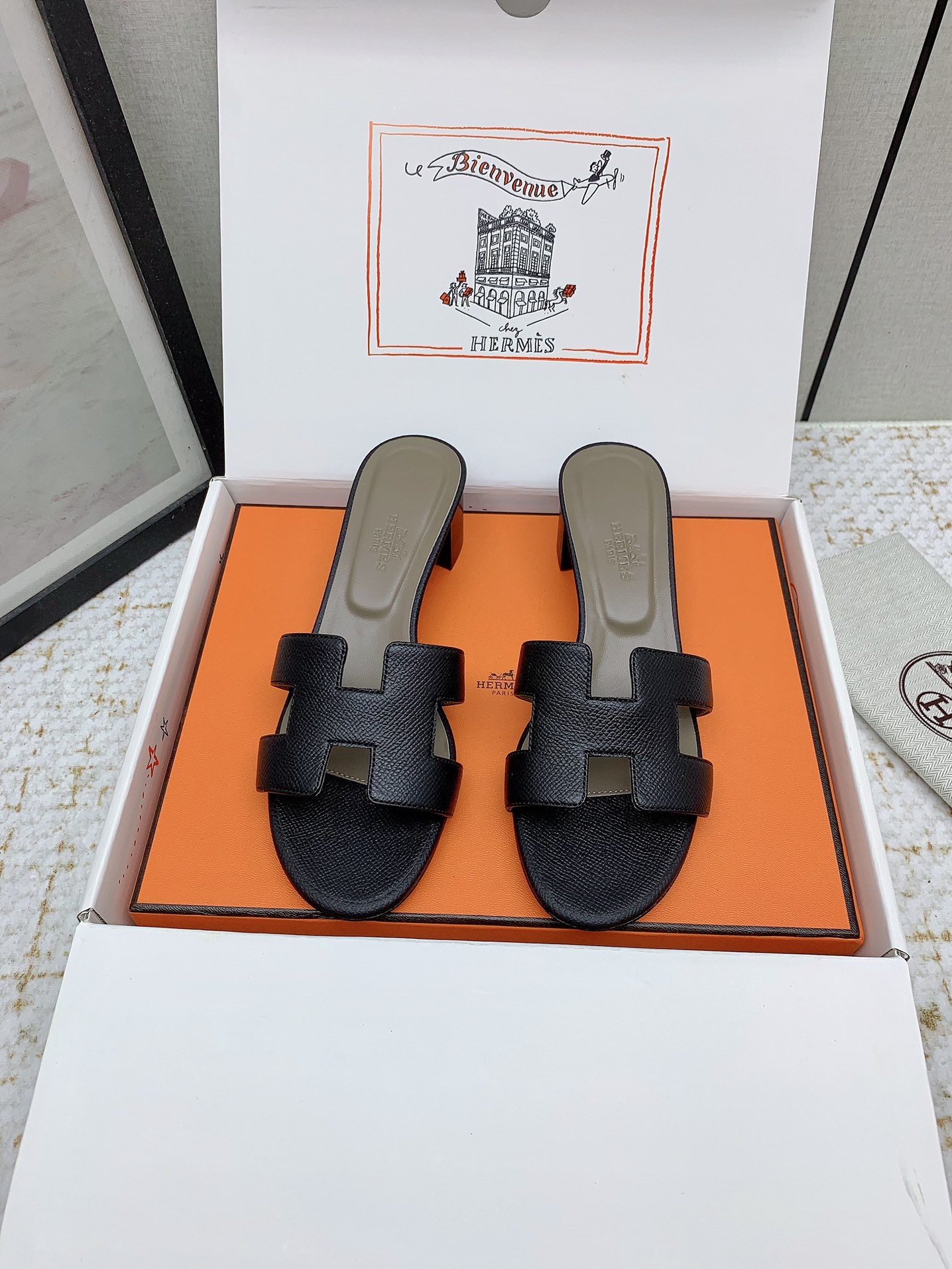 Hermes Oasis H-Cut Leather Heeled Sandals - Chic & Comfortable Slides 3 i1750231070 8507 4