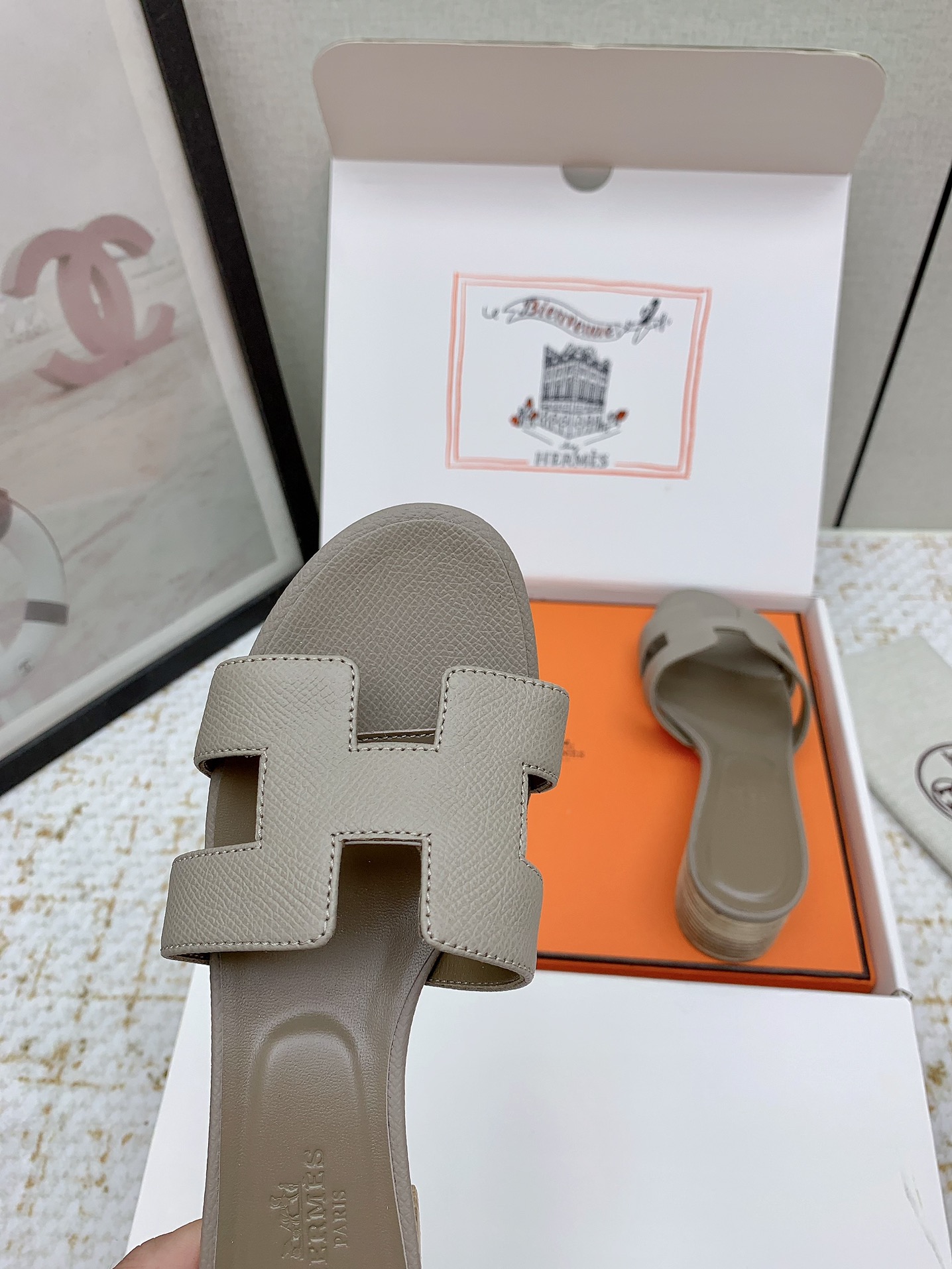 Hermès Women's Oasis H-Strap Leather Heeled Sandals Slides Mules 9 i1750231169 9667 6