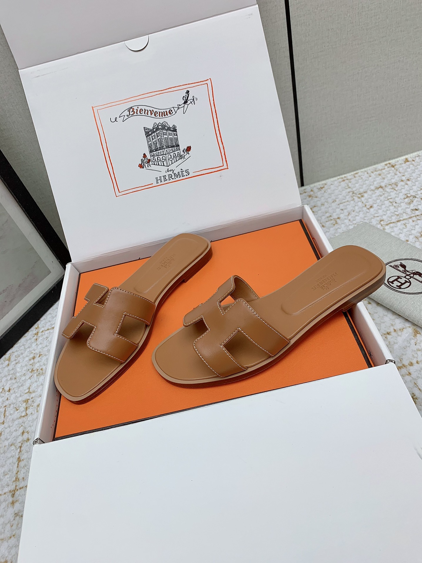 Hermès Oran Sandal: Iconic Leather Slides in Tan, Sizes 35-42 Available 4 i1750232773 3583 0
