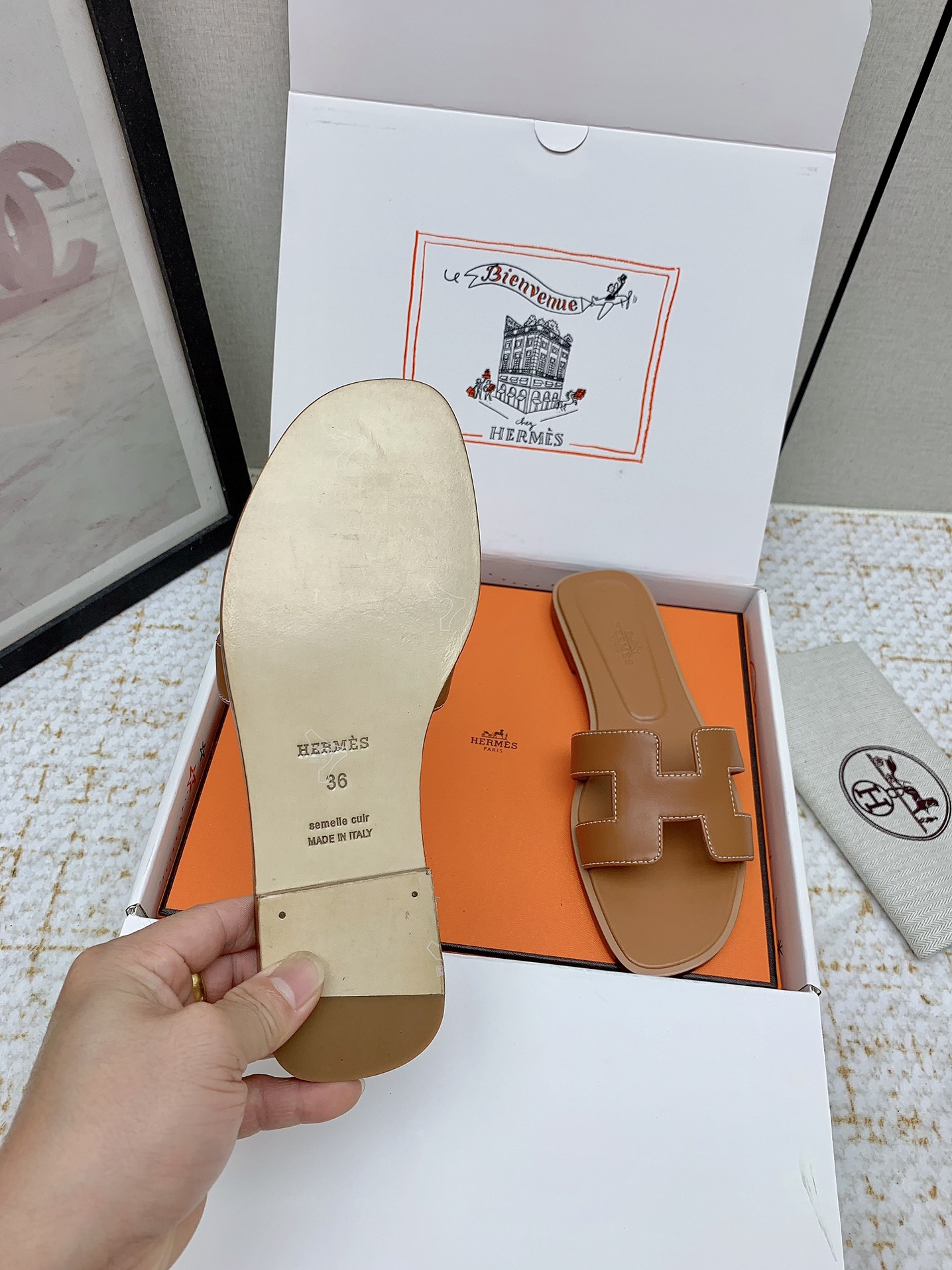 Hermès Oran Sandal: Iconic Leather Slides in Tan, Sizes 35-42 Available 8 i1750232774 6297 5