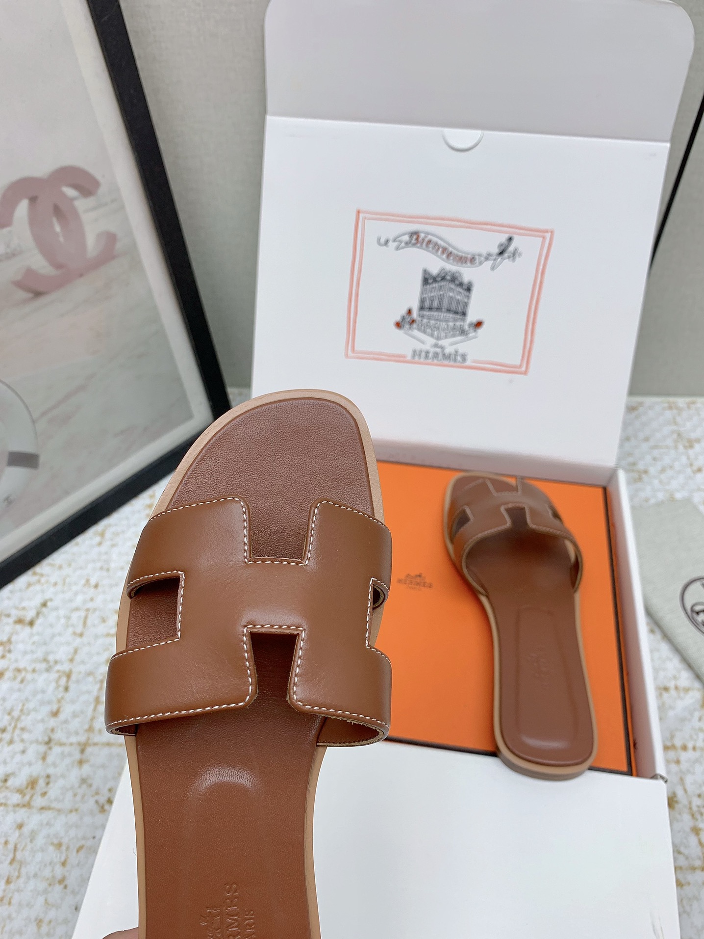 Hermès Oran Leather Slides - Iconic 'H' Cutout Design - Various Sizes Available 9 i1750232846 7019 8
