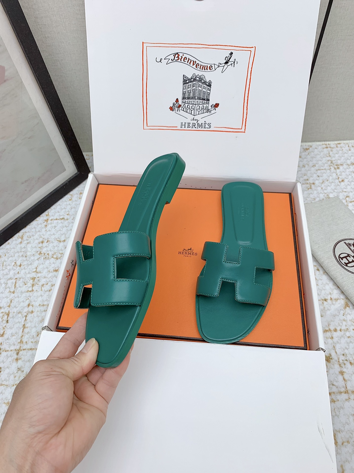 Hermès Oran Leather Heeled Sandals Slides - Style & Comfort Combined 5 i1750232879 8068 0