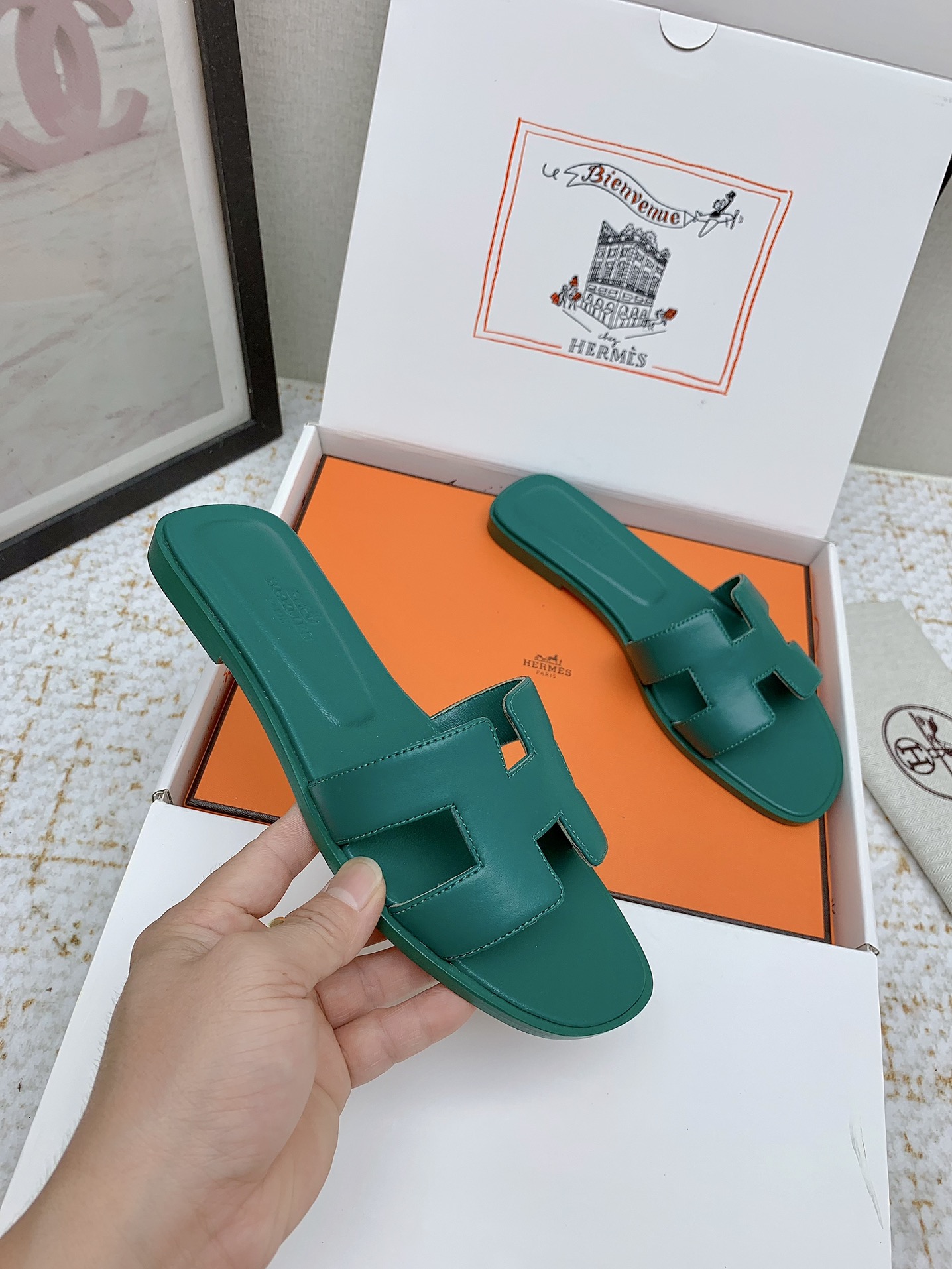 Hermès Oran Leather Heeled Sandals Slides - Style & Comfort Combined 6 i1750232880 8646 3