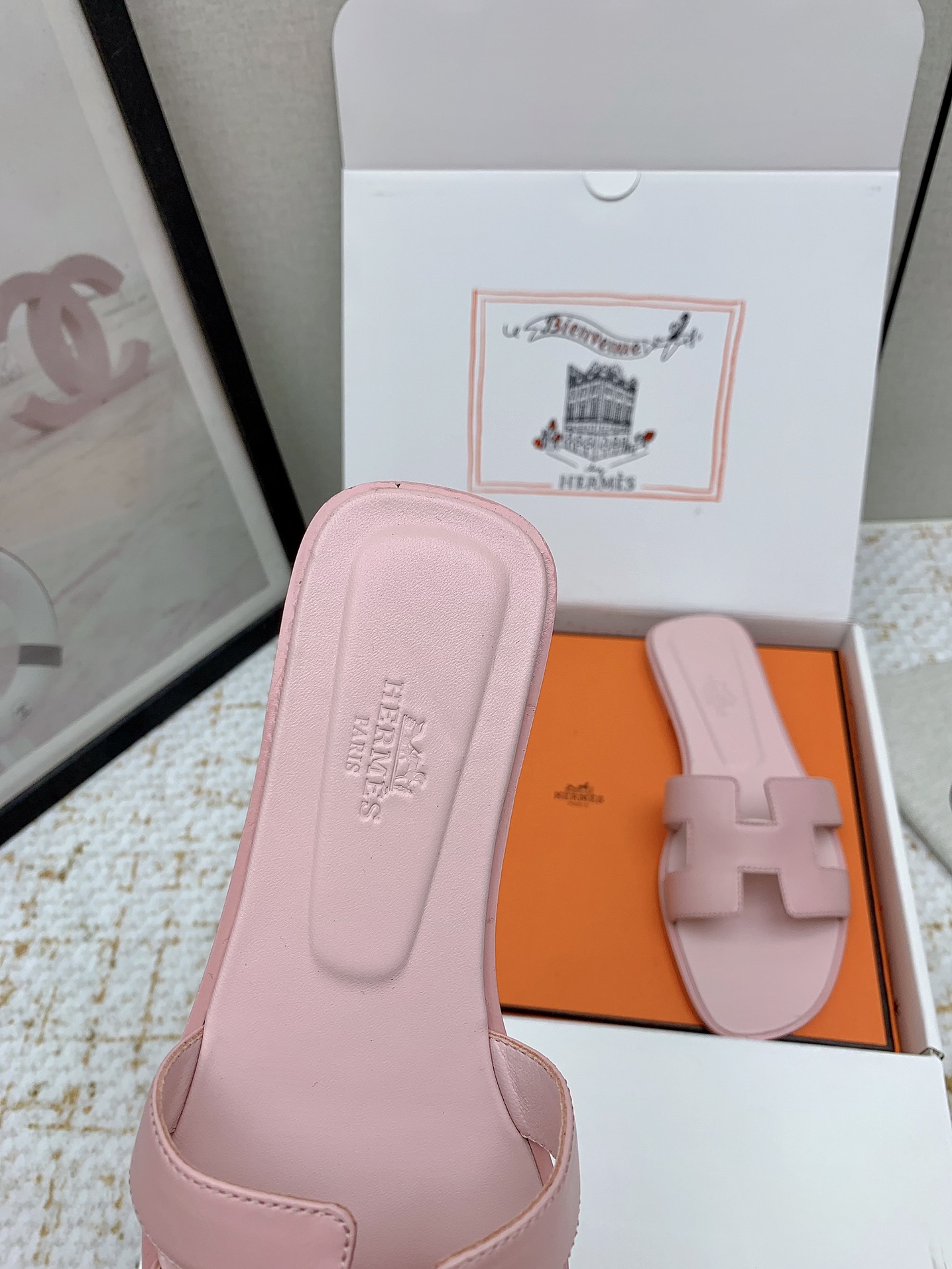 Elegant Hermes Oran Pink Leather Sandals Slides - Size 35-42 Available 7 i1750232961 1100 4
