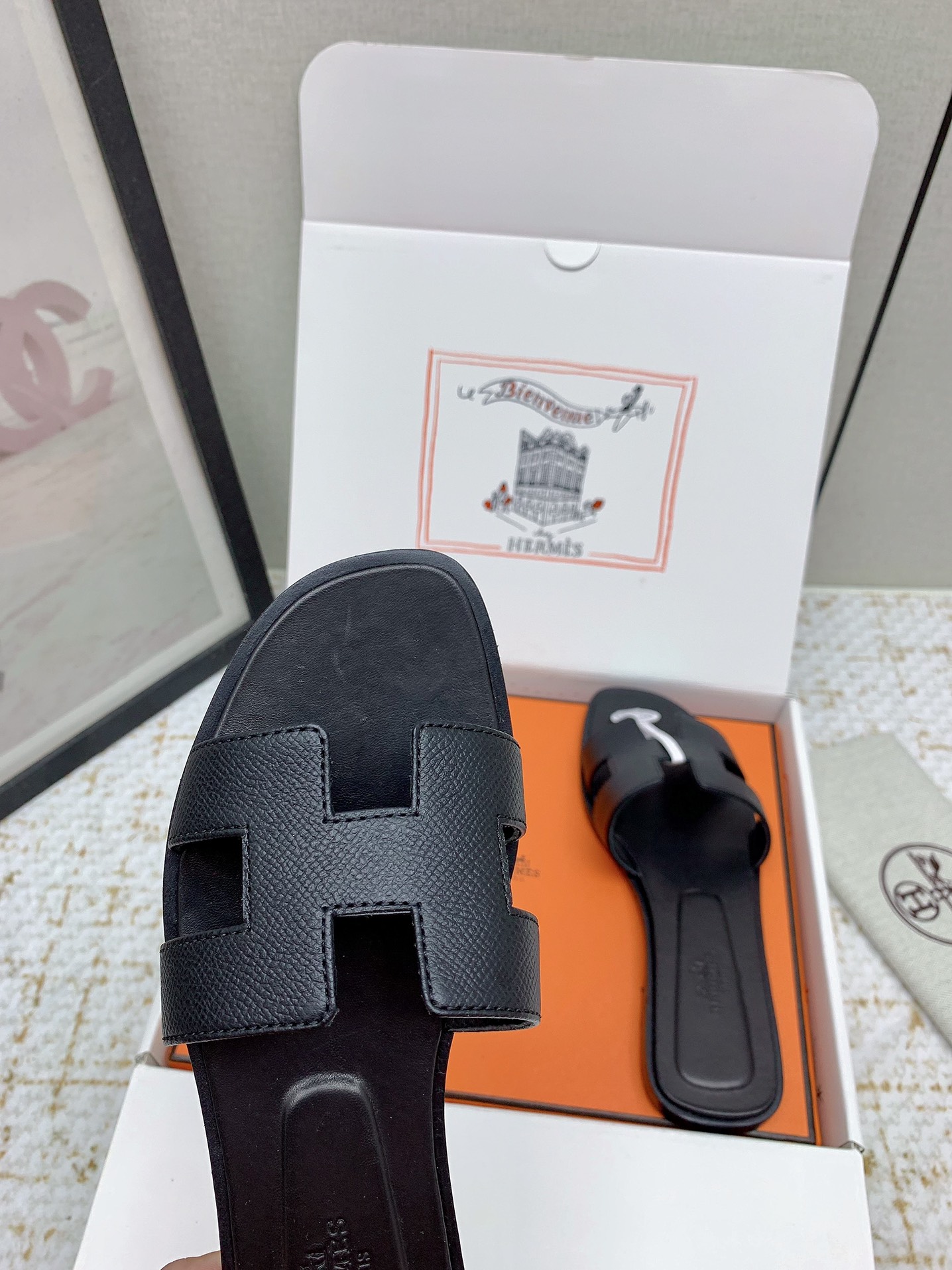 Hermès Oran Black Leather Sandals Iconic Slides - Sizes 35 to 42 Available 10 i1750233161 2579 4