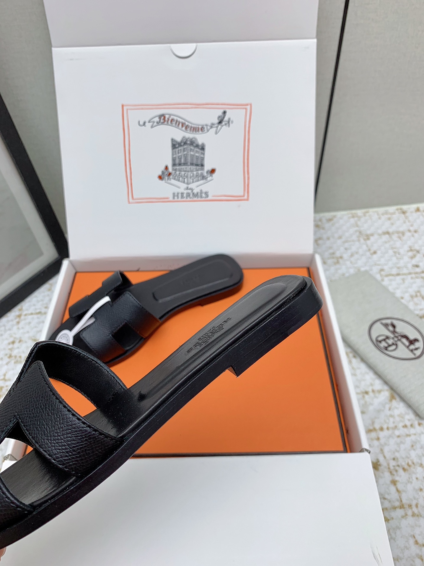 Hermès Oran Black Leather Sandals Iconic Slides - Sizes 35 to 42 Available 9 i1750233161 6063 3