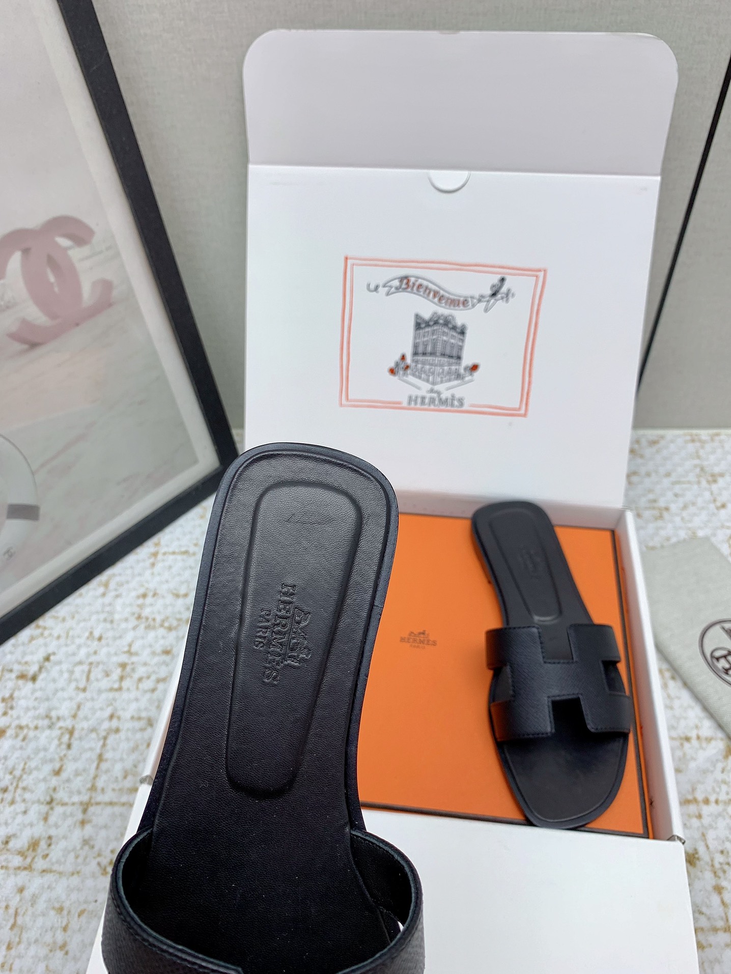 Hermès Oran Black Leather Sandals Iconic Slides - Sizes 35 to 42 Available 7 i1750233161 6541 5
