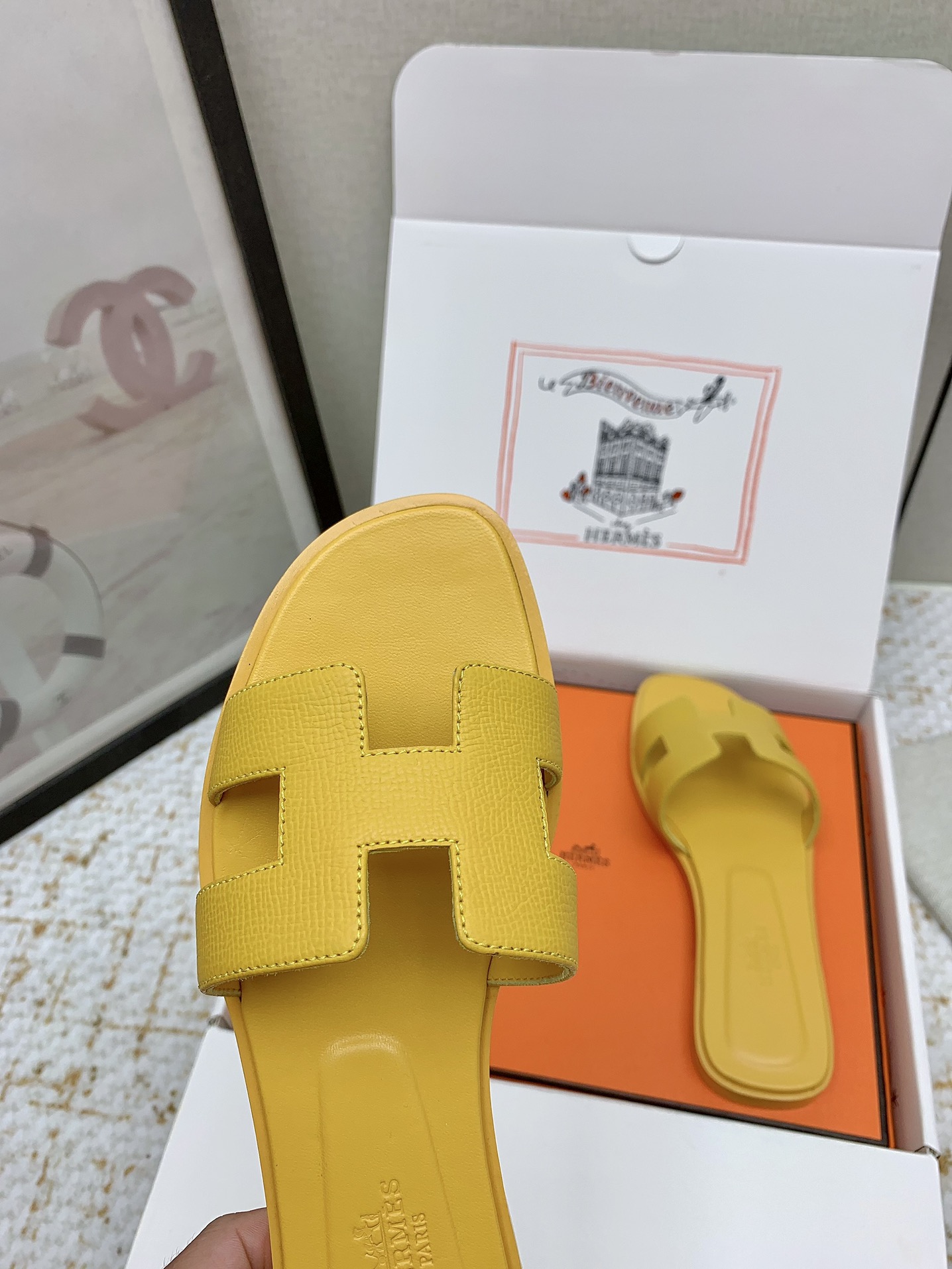 Hermes Oran Sandal - Iconic Style & Comfort, Yellow Leather Slides 9 i1750233496 4907 0