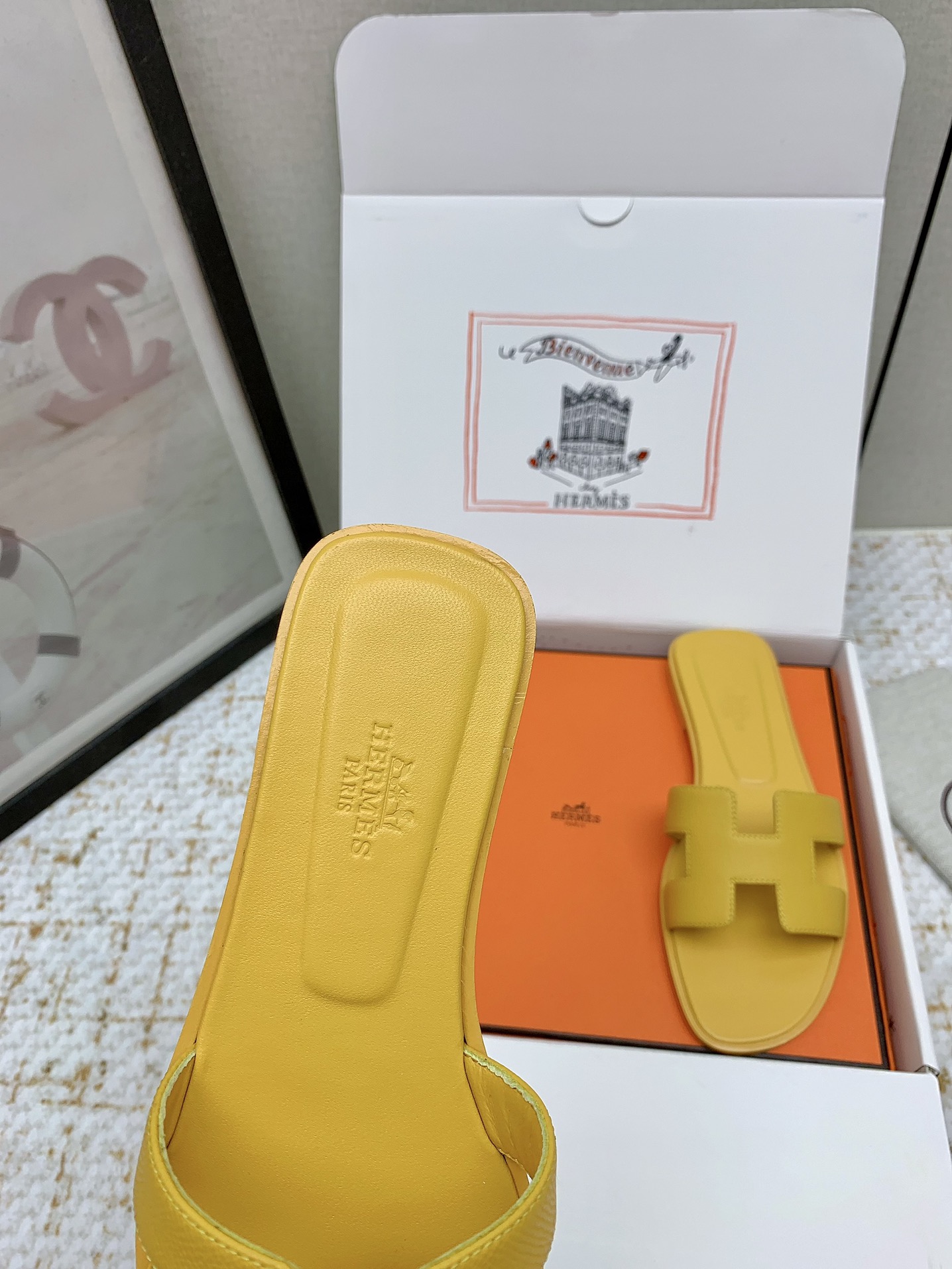 Hermes Oran Sandal - Iconic Style & Comfort, Yellow Leather Slides 6 i1750233496 9890 3