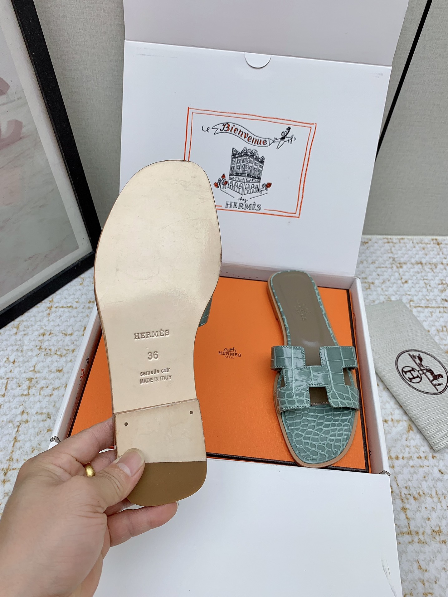 Hermes Oran Sandal: Luxurious Leather Slides for Women, Various Sizes 8 i1750234212 2445 1