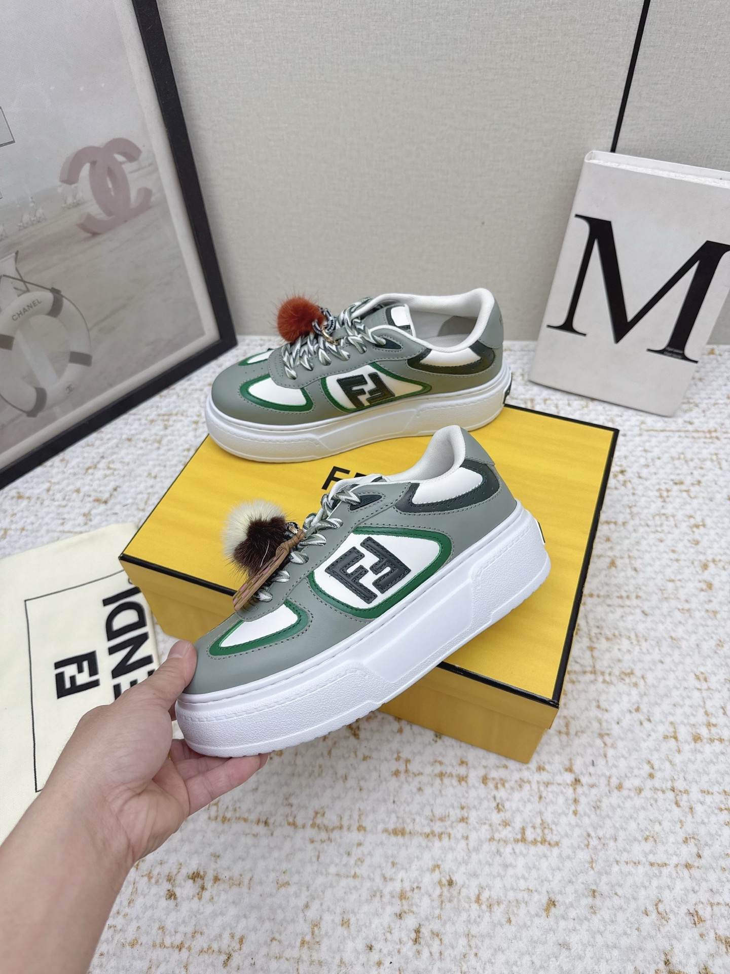 Fendi Match Leather Sneakers with Fur Charm Accent Designer Fashion Footwear 6 i1755409781214 2884 0 4