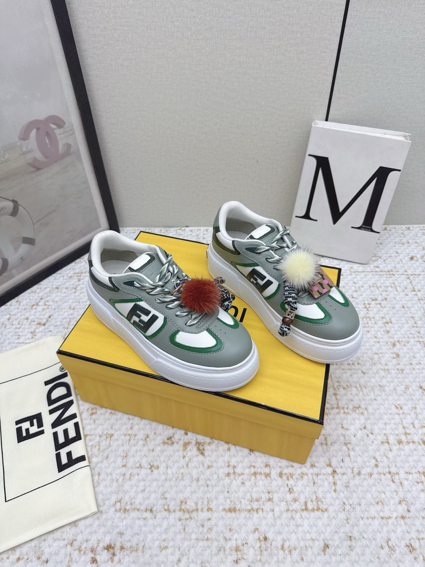 Fendi Match Leather Sneakers with Fur Charm Accent Designer Fashion Footwear 2 i1755409781362 3550 0 0