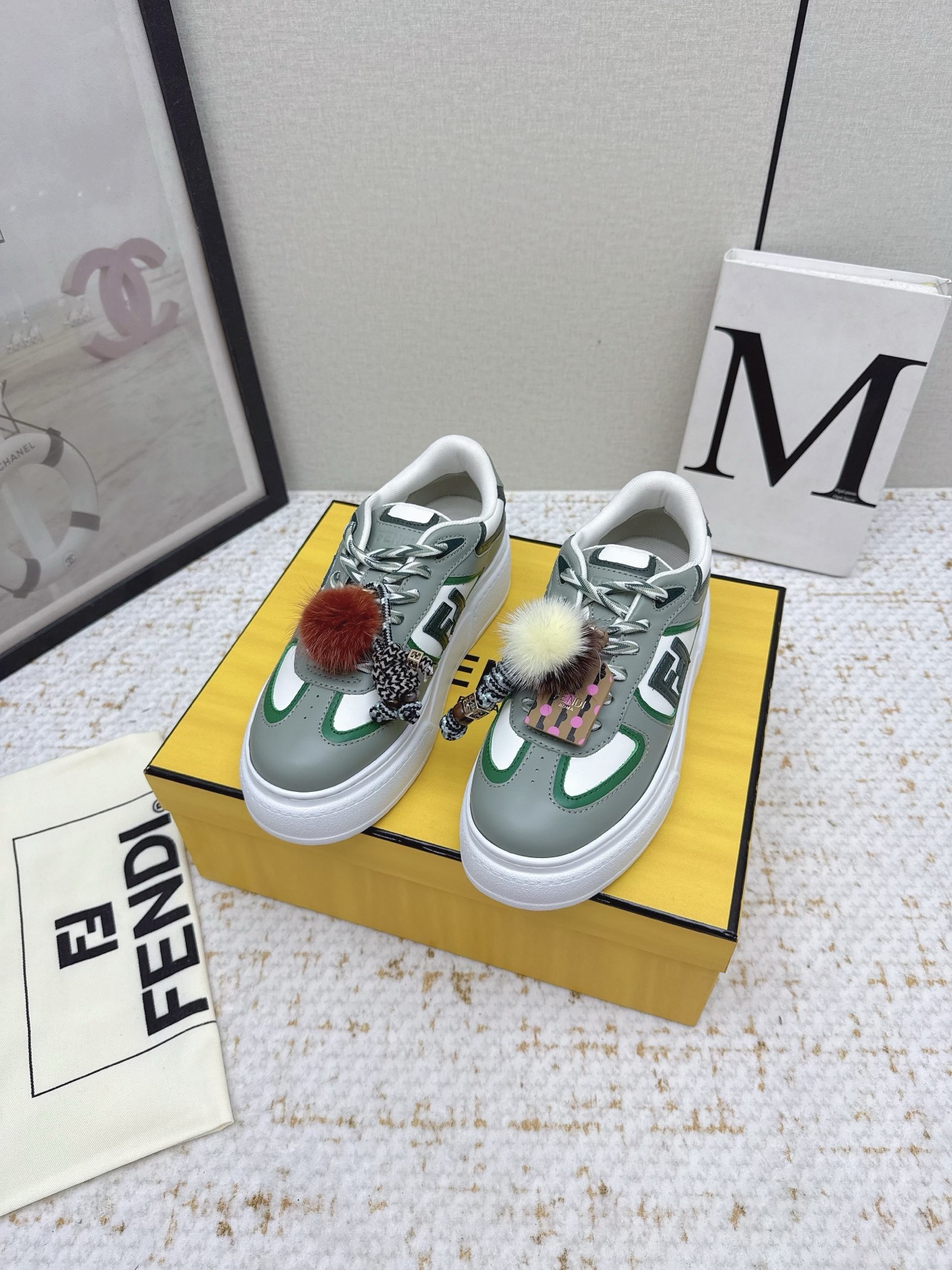 Fendi Match Leather Sneakers with Fur Charm Accent Designer Fashion Footwear 3 i1755409781366 6831 0 1