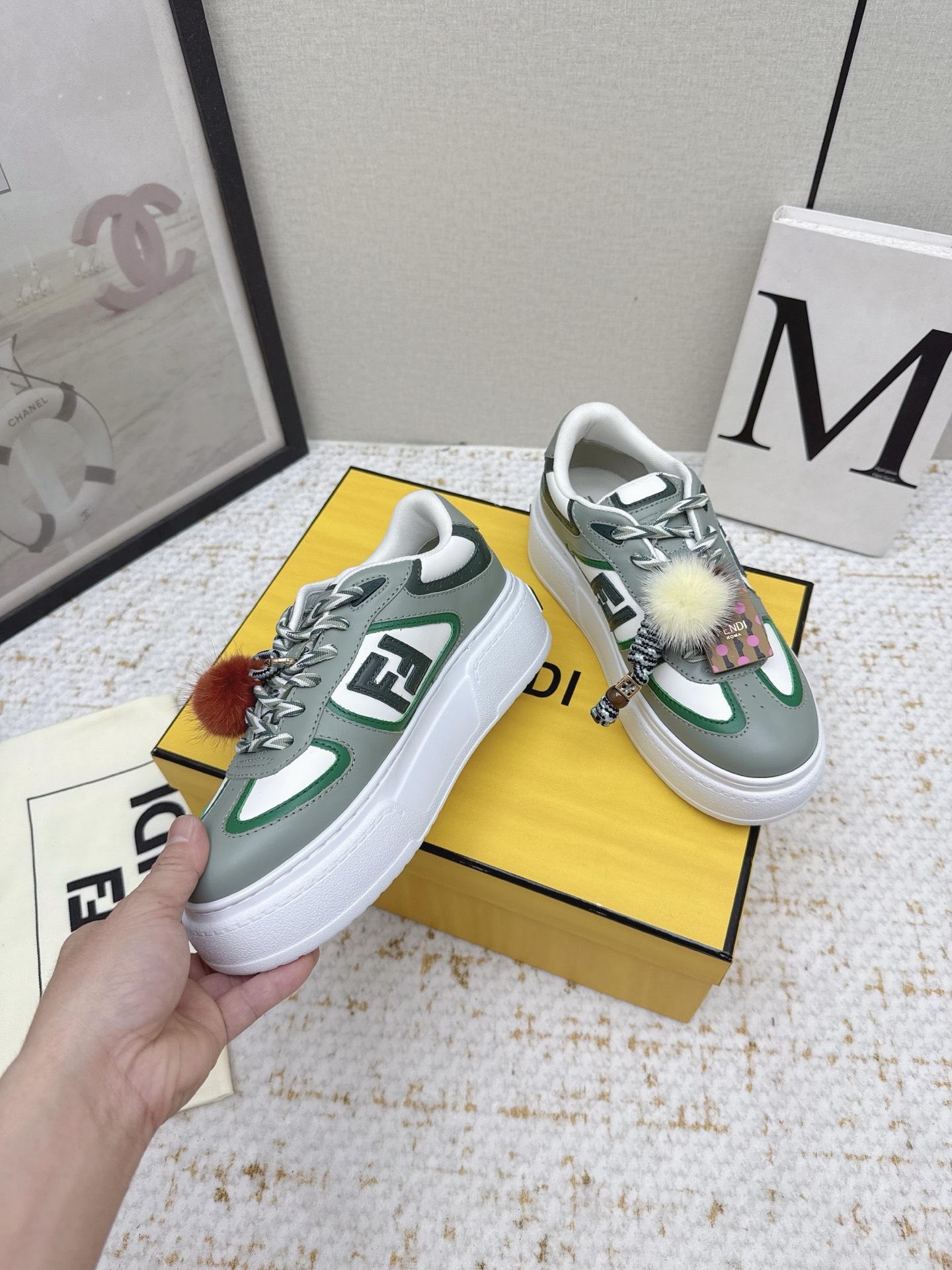 Fendi Match Leather Sneakers with Fur Charm Accent Designer Fashion Footwear 5 i1755409781369 8709 0 3