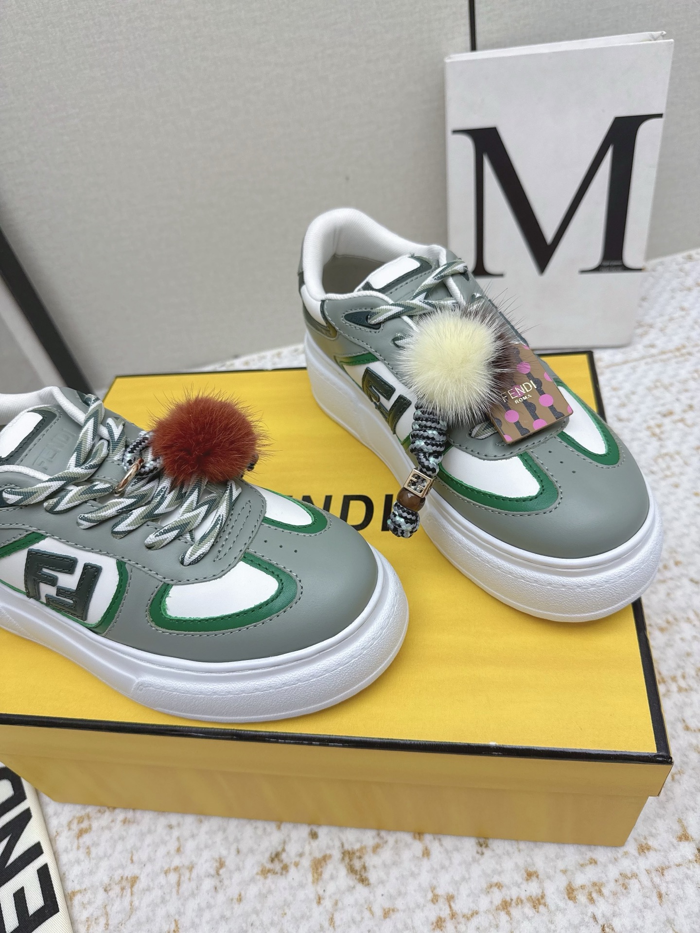 Fendi Match Leather Sneakers with Fur Charm Accent Designer Fashion Footwear 7 i1755409783912 3938 0 5