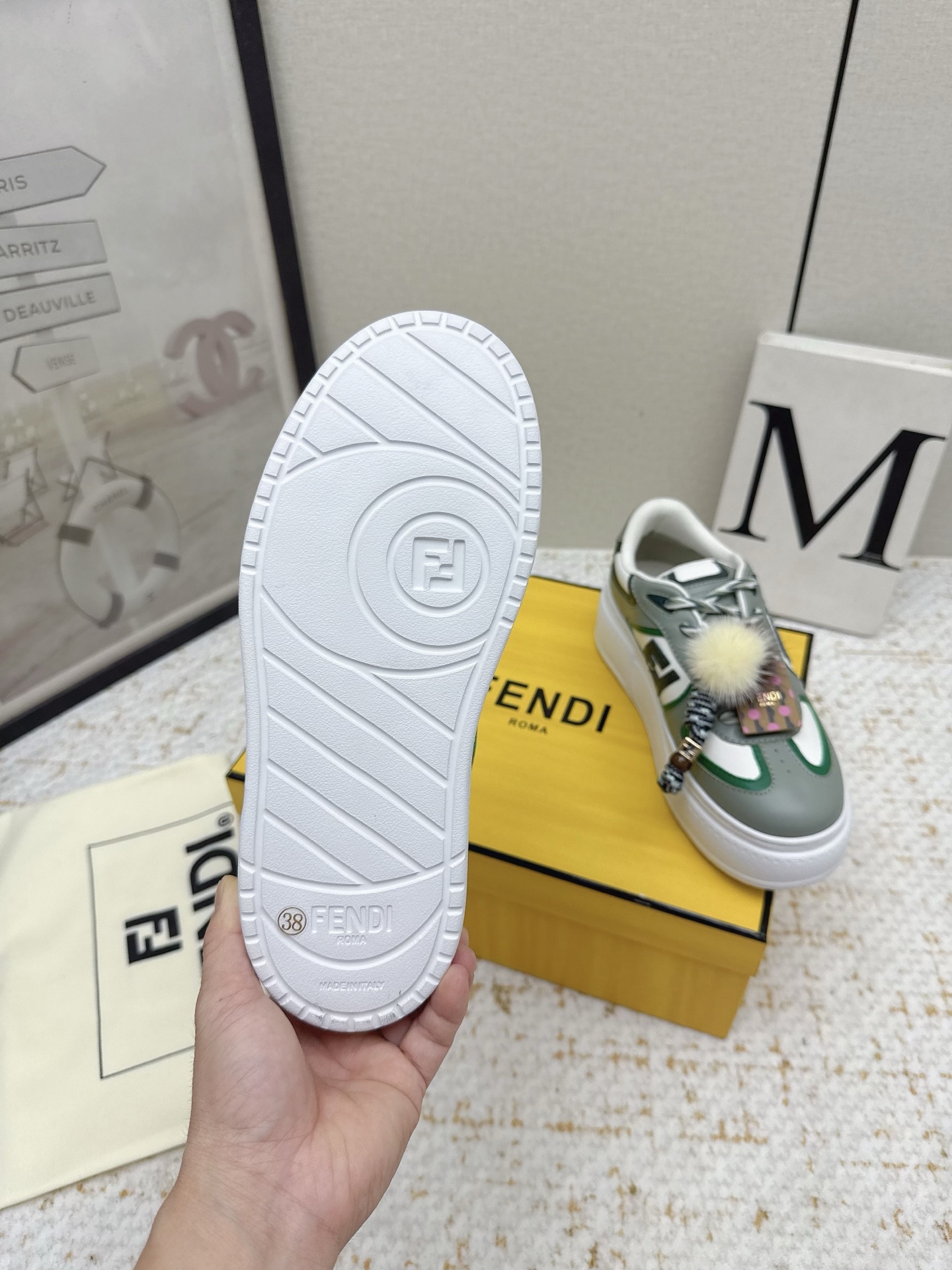 Fendi Match Leather Sneakers with Fur Charm Accent Designer Fashion Footwear 9 i1755409783966 4773 0 7