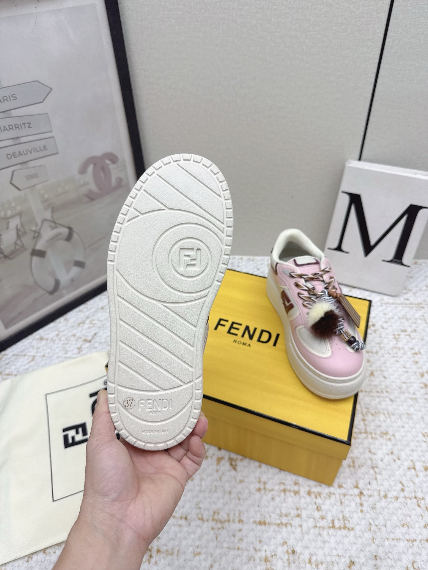 FENDI Match Belt Sneakers: White Leather, FF Details, Rubber Soles – Size 35-40 Women’s Shoes - 图片 6