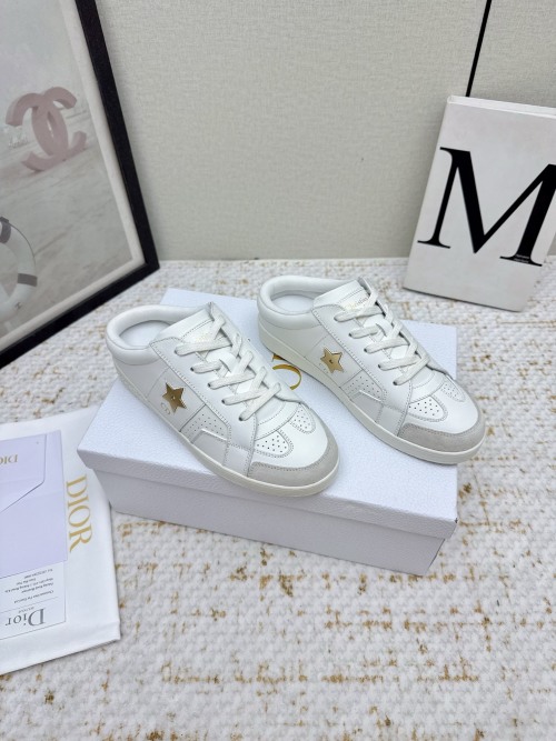 Dior CD Women's White Leather Platform Sneakers with Star Detail 1 Dior CD Women's White Leather Platform Sneakers with Star Detail