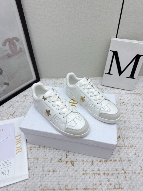 Dior CD Women's White Leather Sneakers Platform Lace-up Star Print Casual Shoes 1 Dior CD Women's White Leather Sneakers Platform Lace-up Star Print Casual Shoes