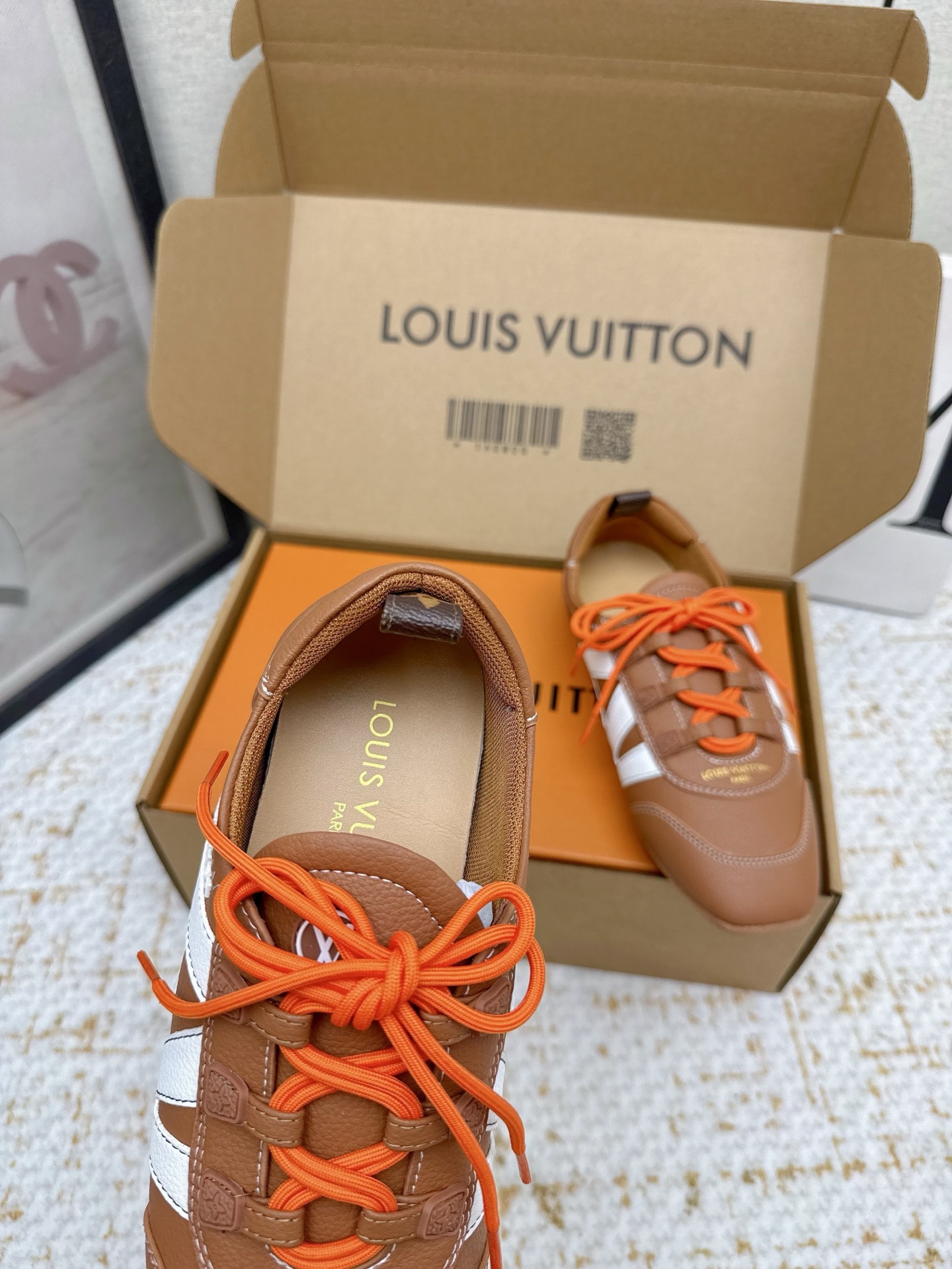 Louis Vuitton Sneakerina Ballet Sneakers in Brown Leather with White Accents 7 i1755490408800 2231 0 5