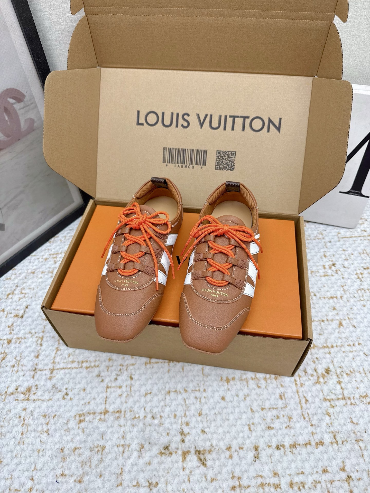 Louis Vuitton Sneakerina Ballet Sneakers in Brown Leather with White Accents 3 i1755490408853 657 0 1