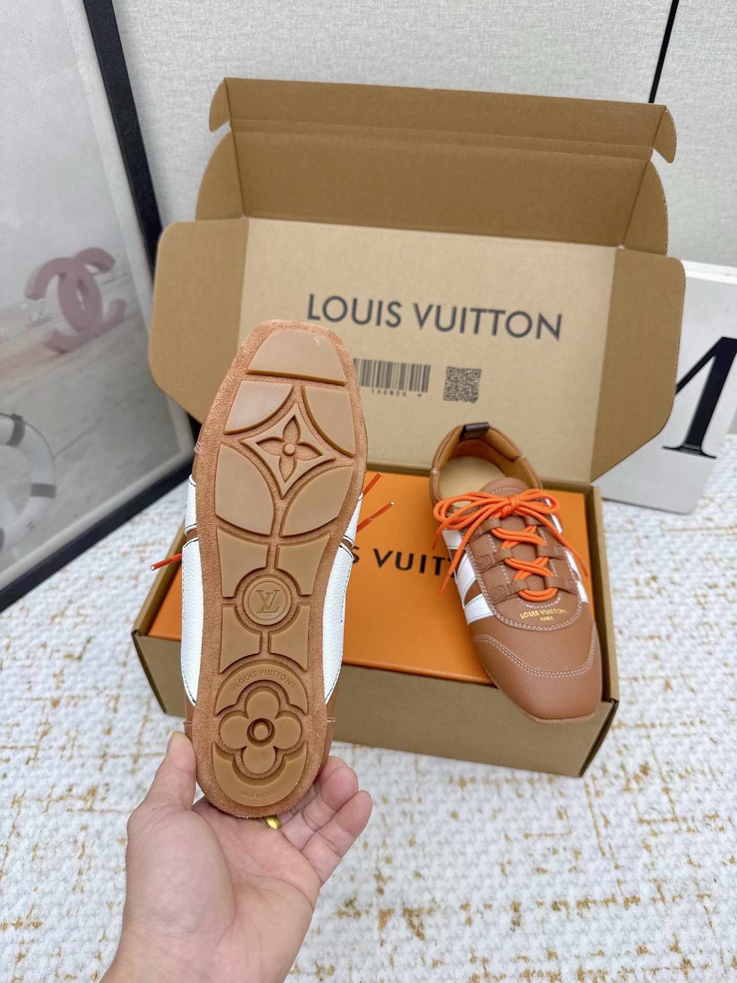 Louis Vuitton Sneakerina Ballet Sneakers in Brown Leather with White Accents 8 i1755490408890 1593 0 6