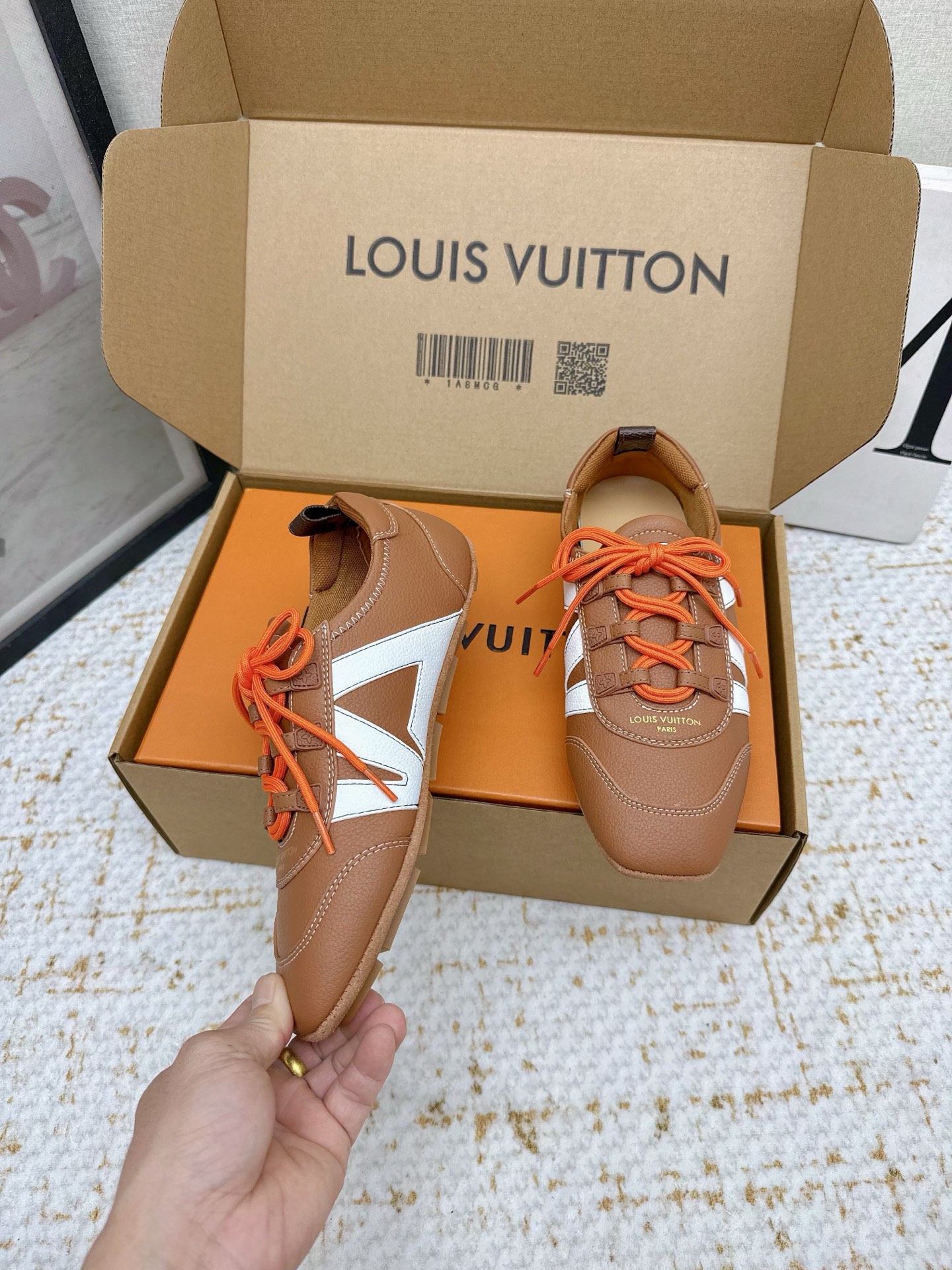 Louis Vuitton Sneakerina Ballet Sneakers in Brown Leather with White Accents 5 i1755490408935 6358 0 3