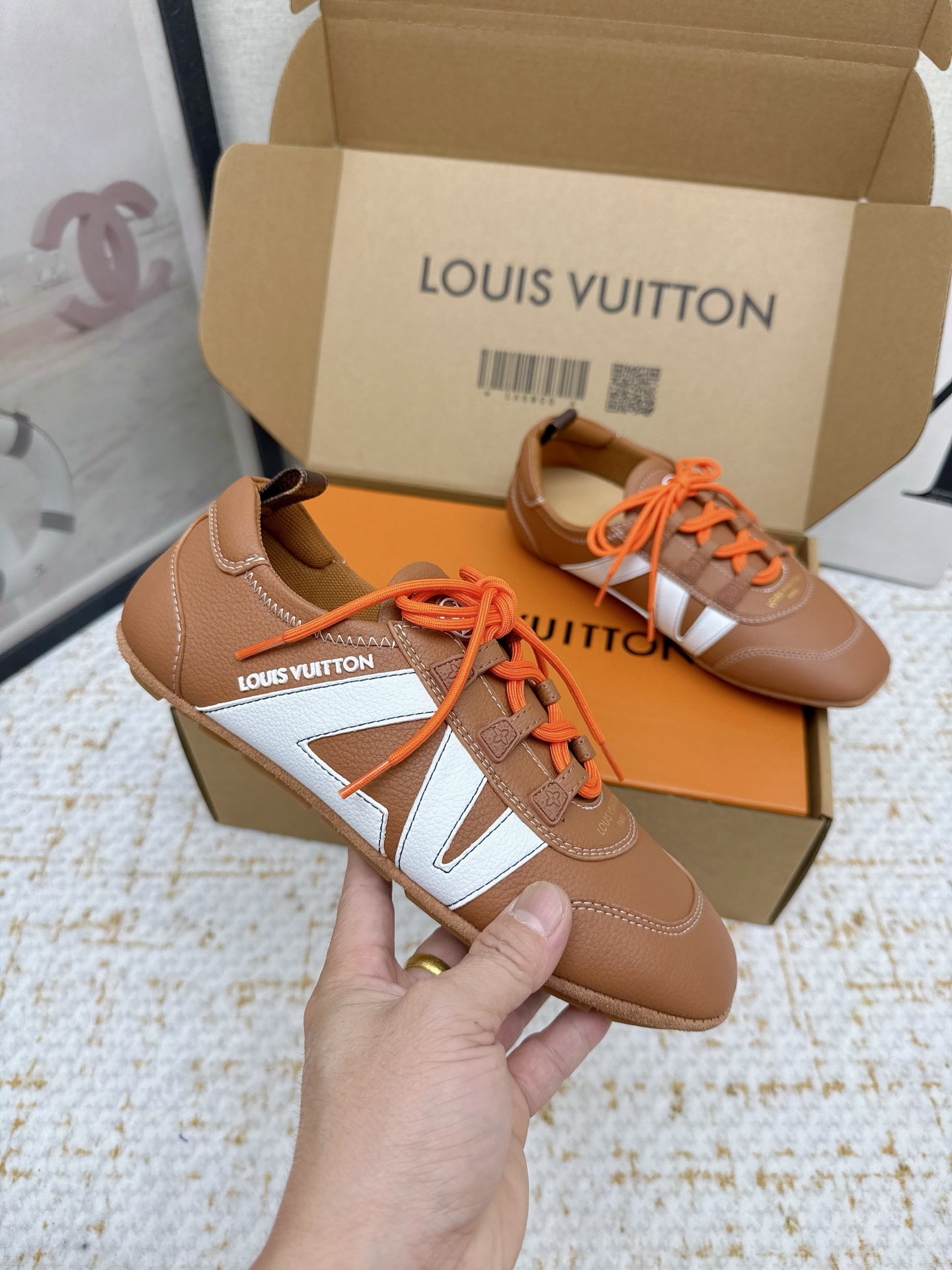 Louis Vuitton Sneakerina Ballet Sneakers in Brown Leather with White Accents 6 i1755490410163 2994 0 4