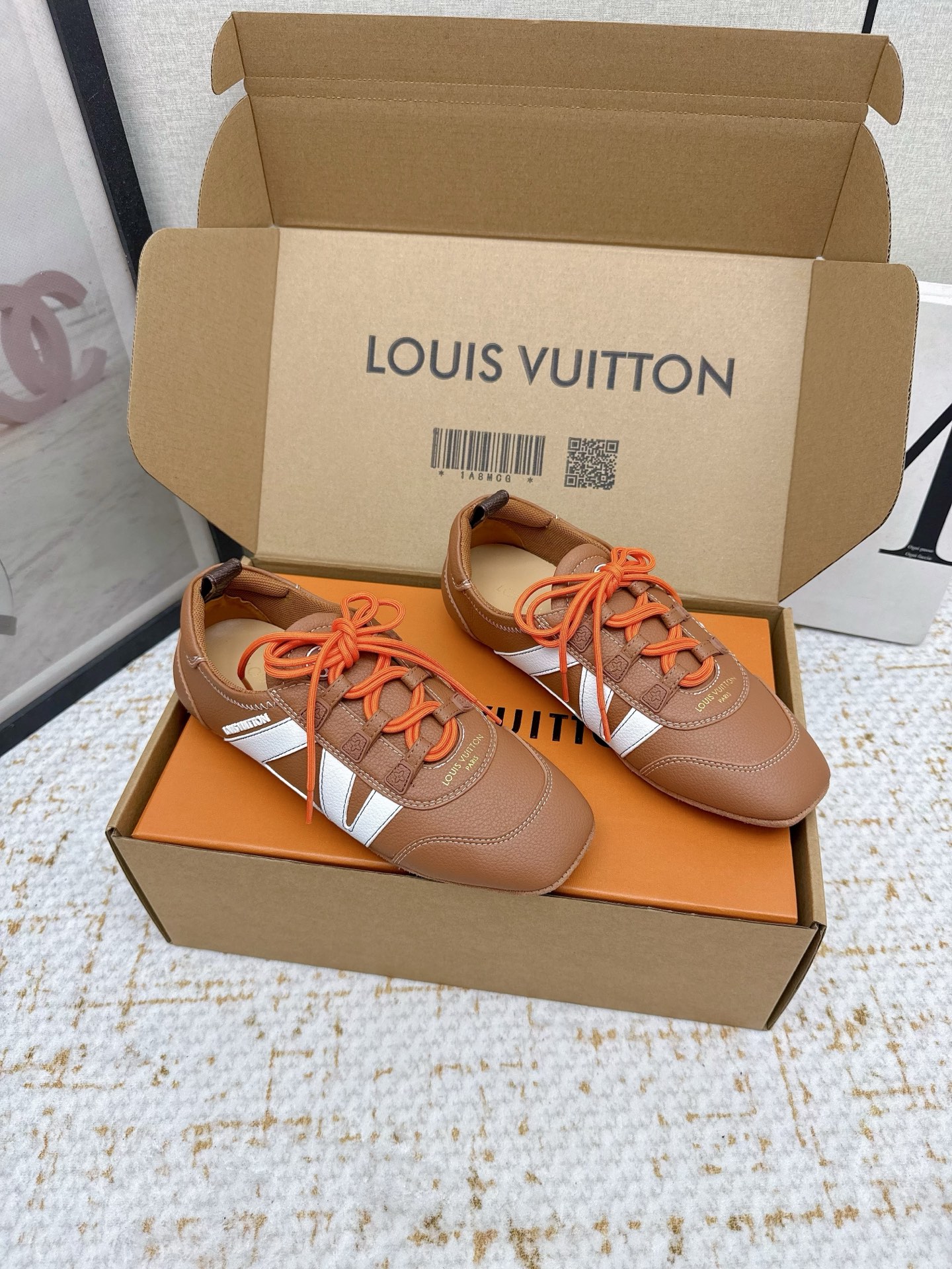 Louis Vuitton Sneakerina Ballet Sneakers in Brown Leather with White Accents 2 i1755490410178 3712 0 0