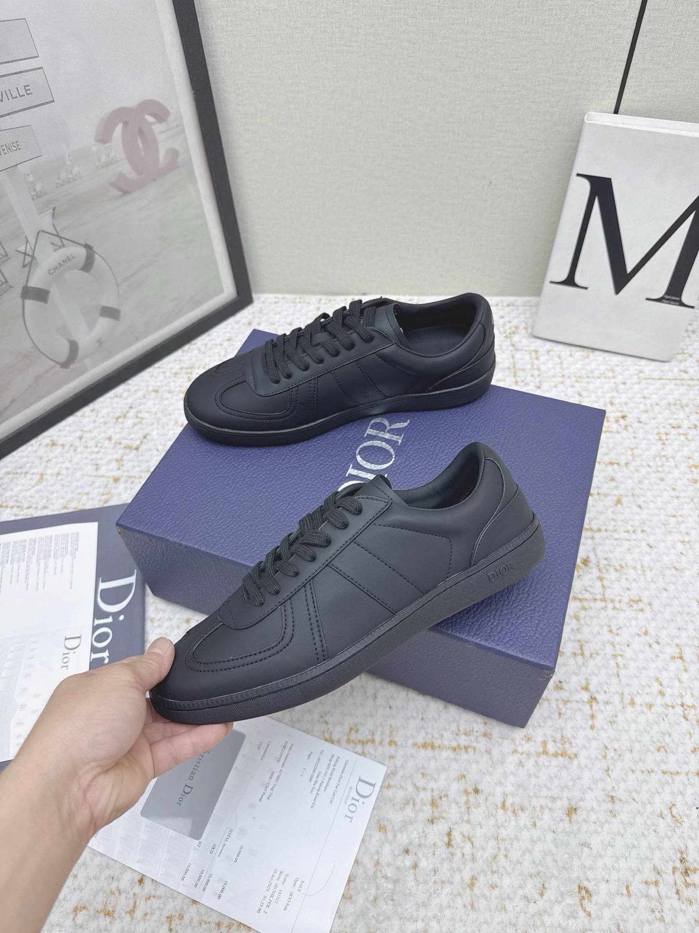 Dior B01 Matchpoint Leather Sneakers - Black, Iconic CD Logo, Couple Style 6 i1756106101062 874 0 4