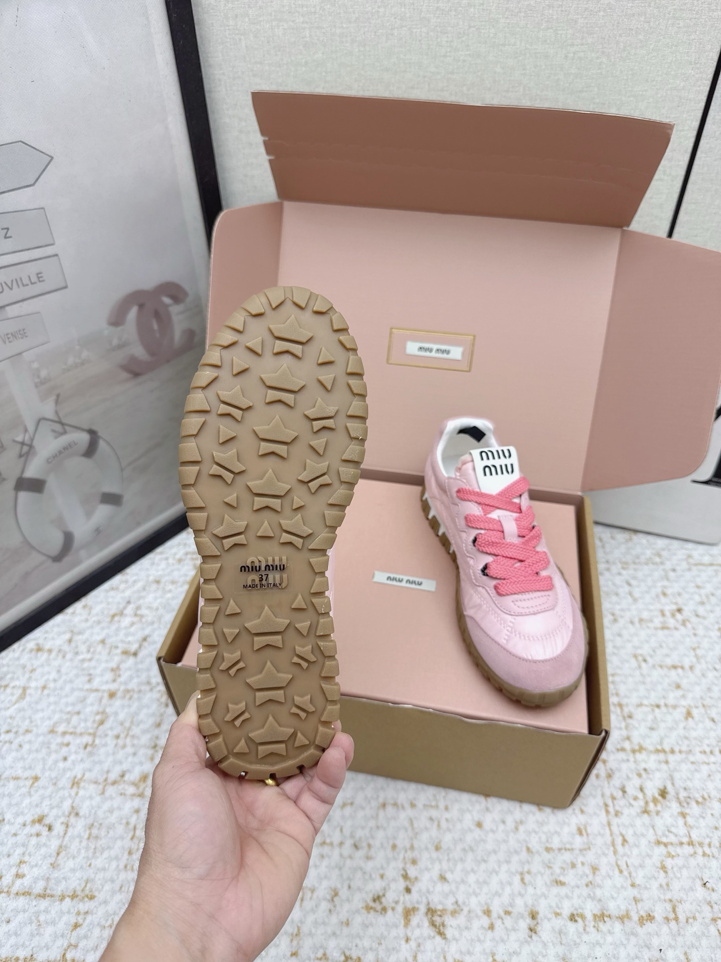 Miu Miu 25SS Spring/Summer Collection Pink Leather Trim Casual Sneakers 7 i1756190648290 6122 0 5