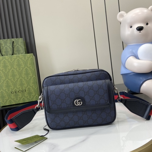 Gucci Ophidia Small Messenger Bag in Blue Supreme Canvas with Double G 1 Gucci Ophidia Small Messenger Bag in Blue Supreme Canvas with Double G