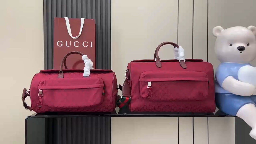 Perfect de haute qualité
 Gucci Sacs De Voyage Rouge Toile