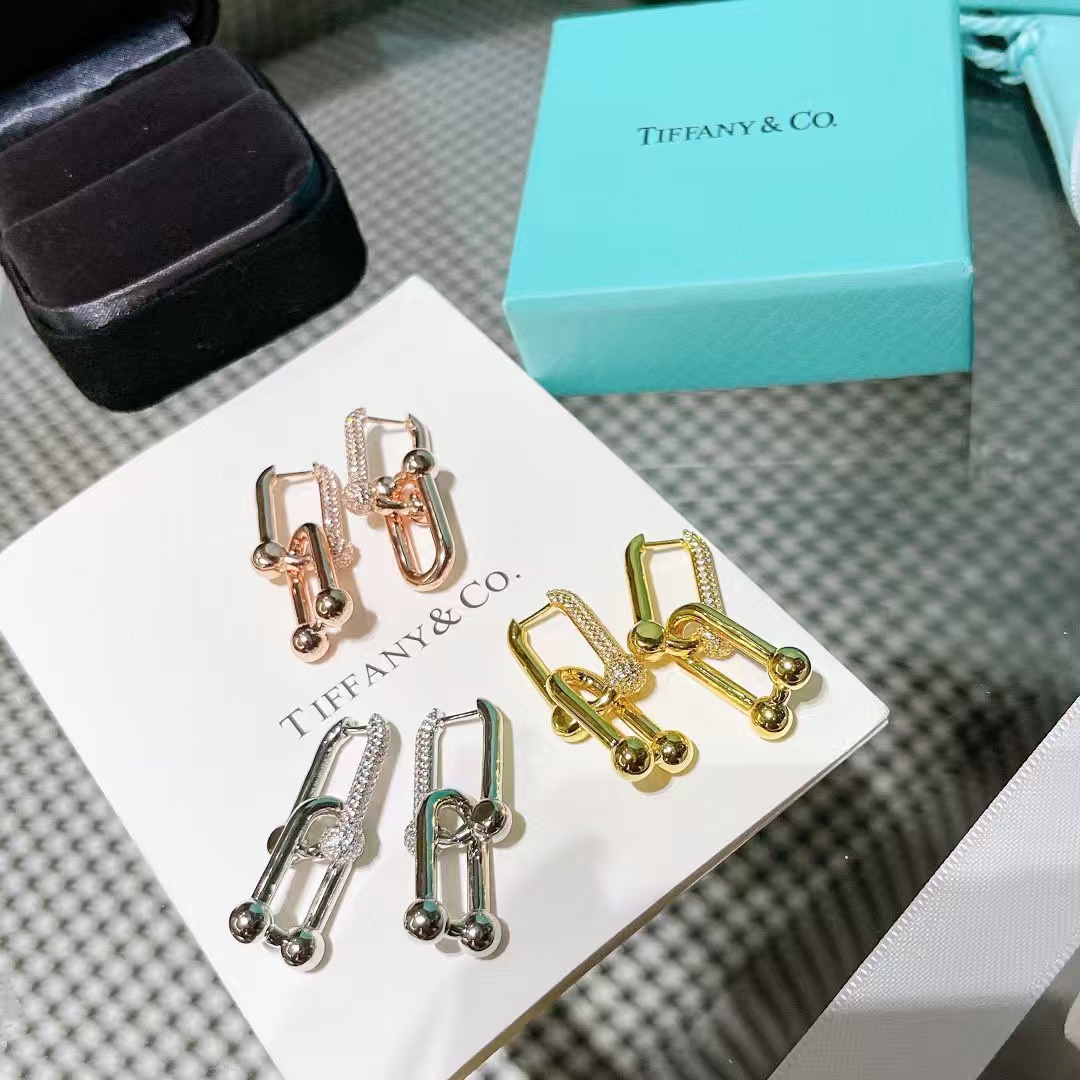 Tiffany Boucles d'oreilles polies à la main nœud concentrique lien émotionnel technologie nanométrique spatiale force et élégance - qualité supérieure